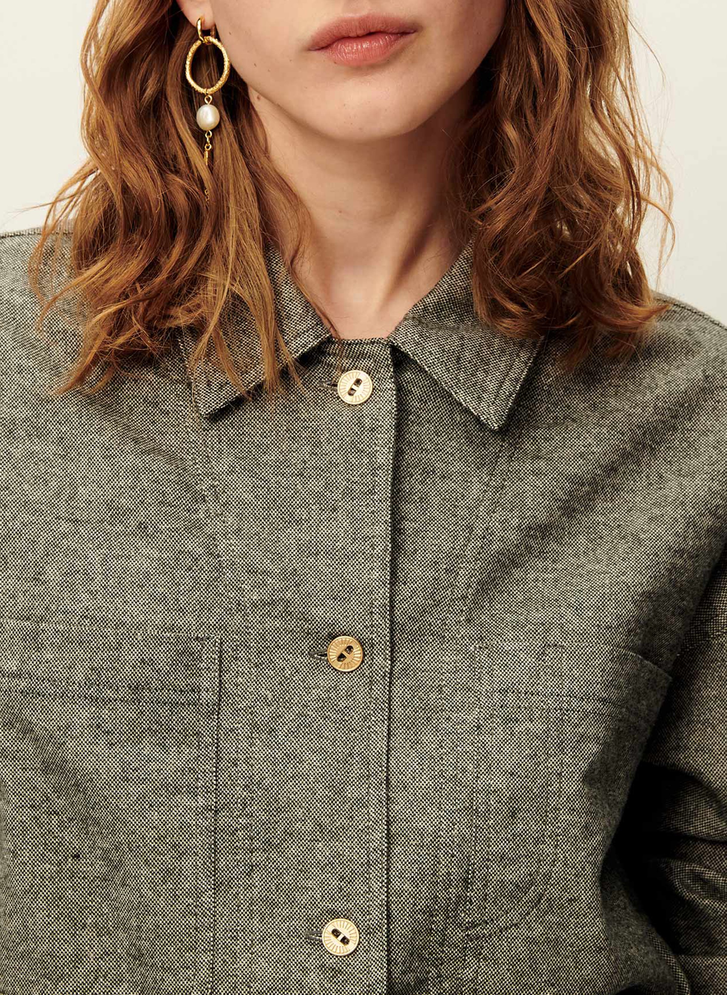 Recht overshirt met klassieke kraag | katoenblend SESSUN Grijs