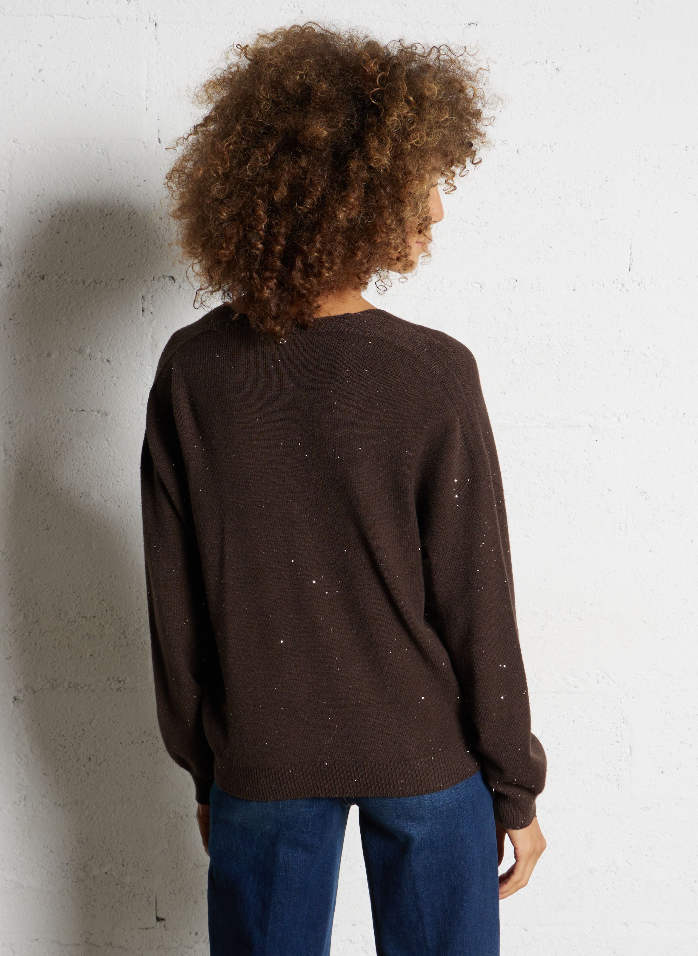 Oversize-Pullover mit V-Ausschnitt LIU JO Braun