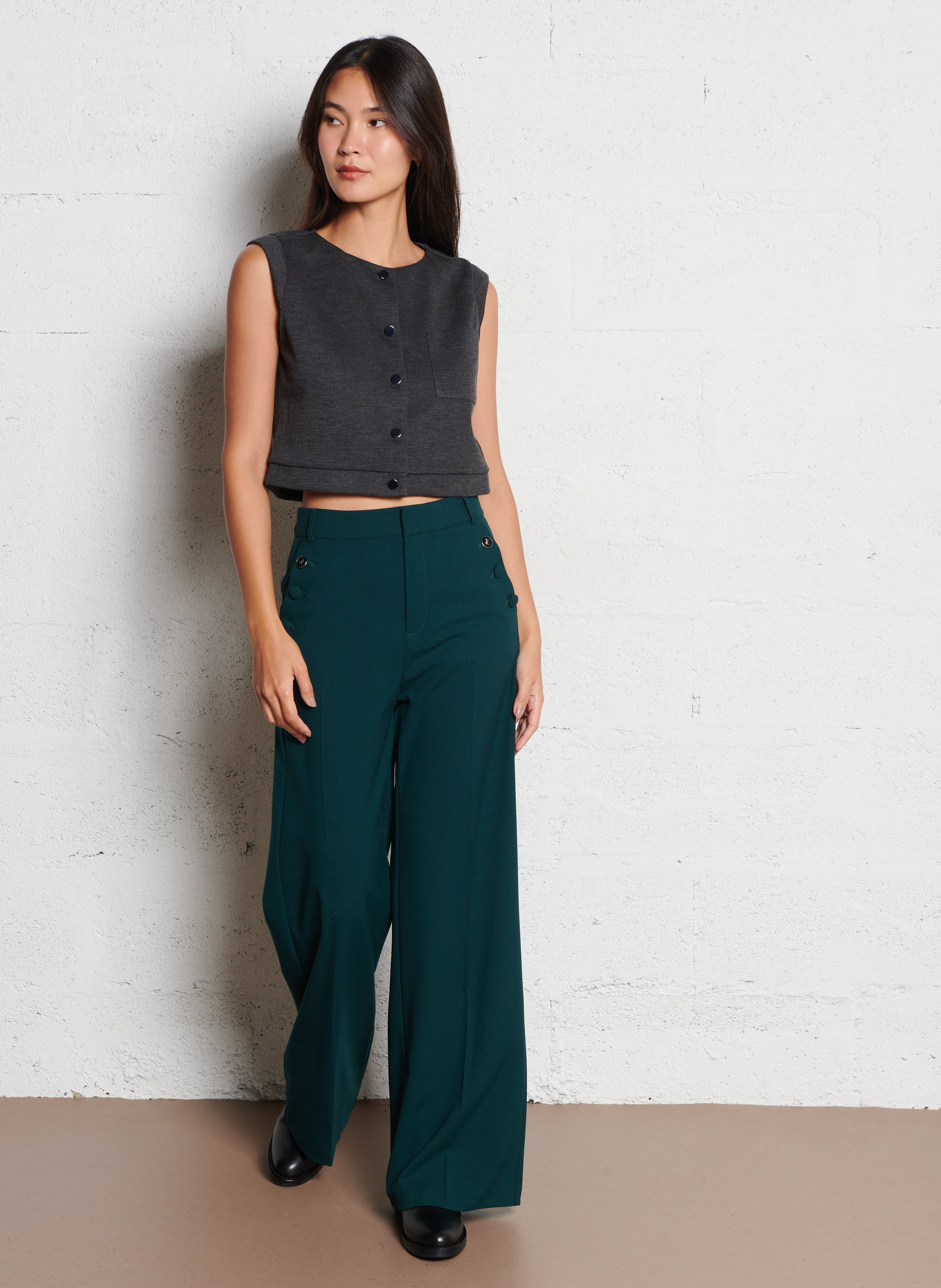 Knit crop top I CODE Grey