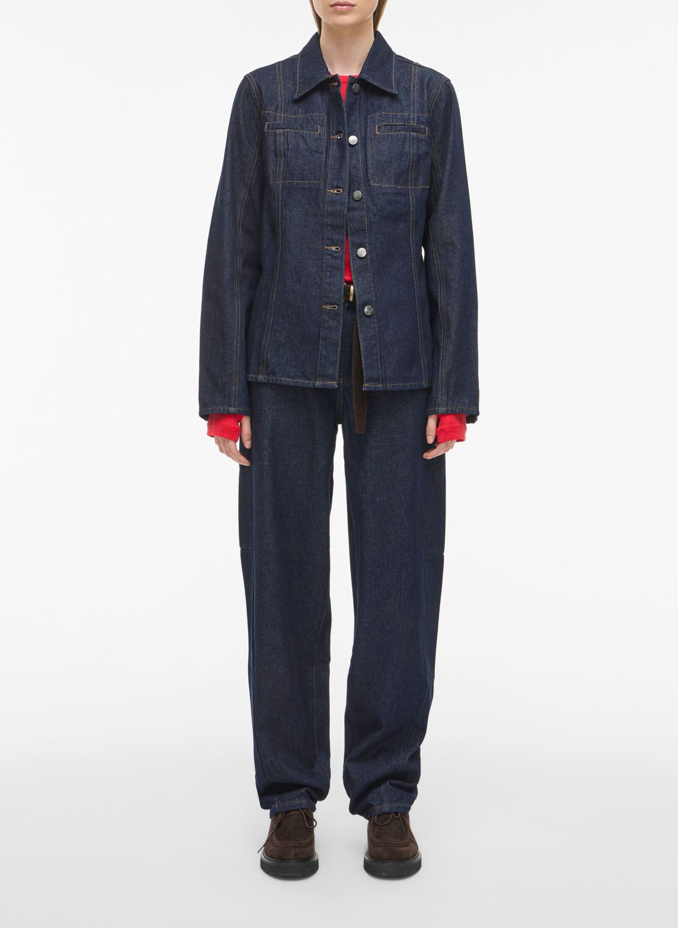 Classic collar shirt in cotton denim ROUGE EDIT Blue