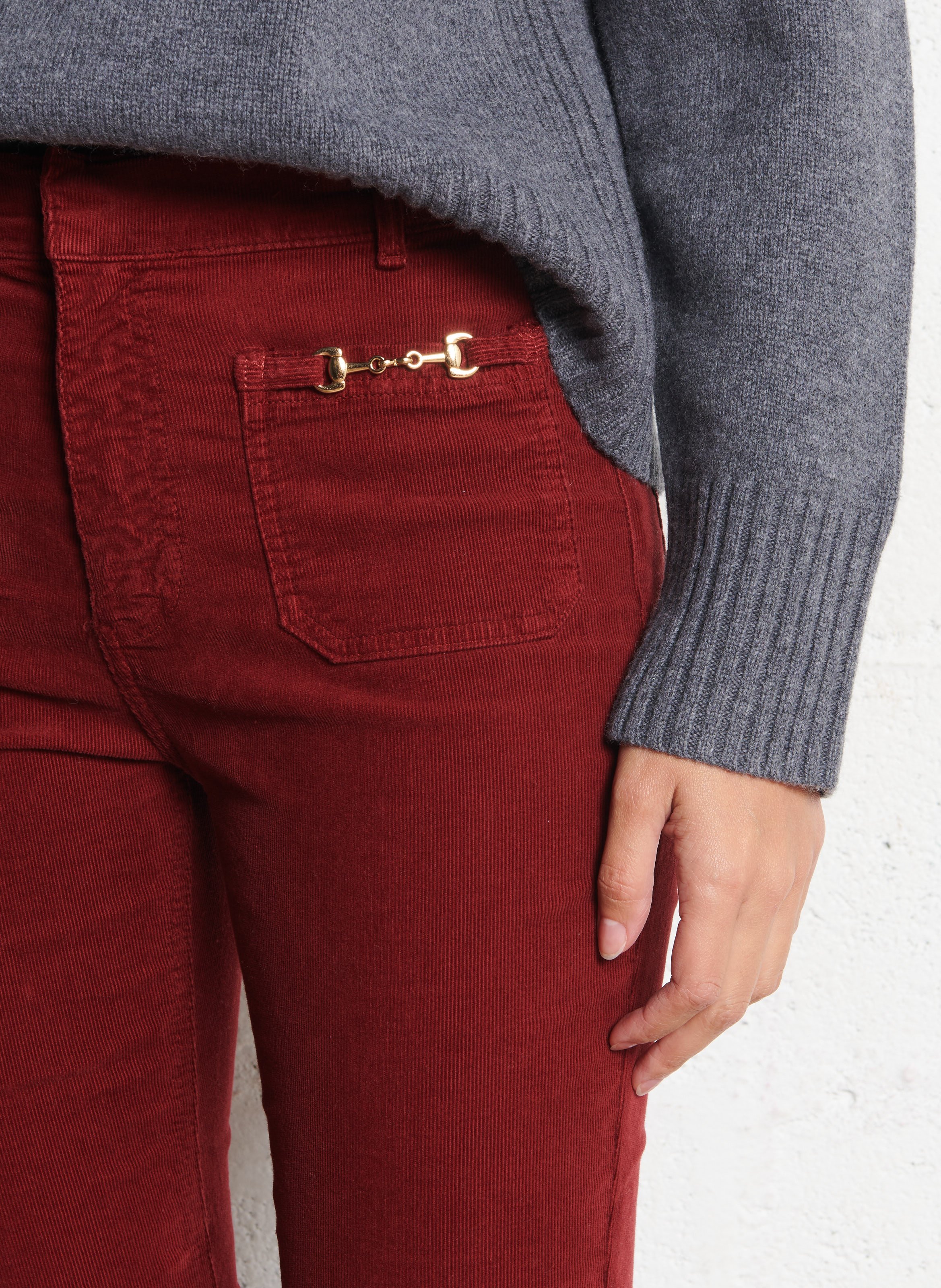 Broek met wijd uitlopende pijpen | katoenblend BERENICE Paars