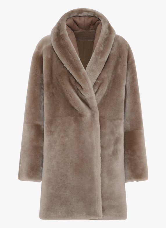 Leather coat with shawl collar T1