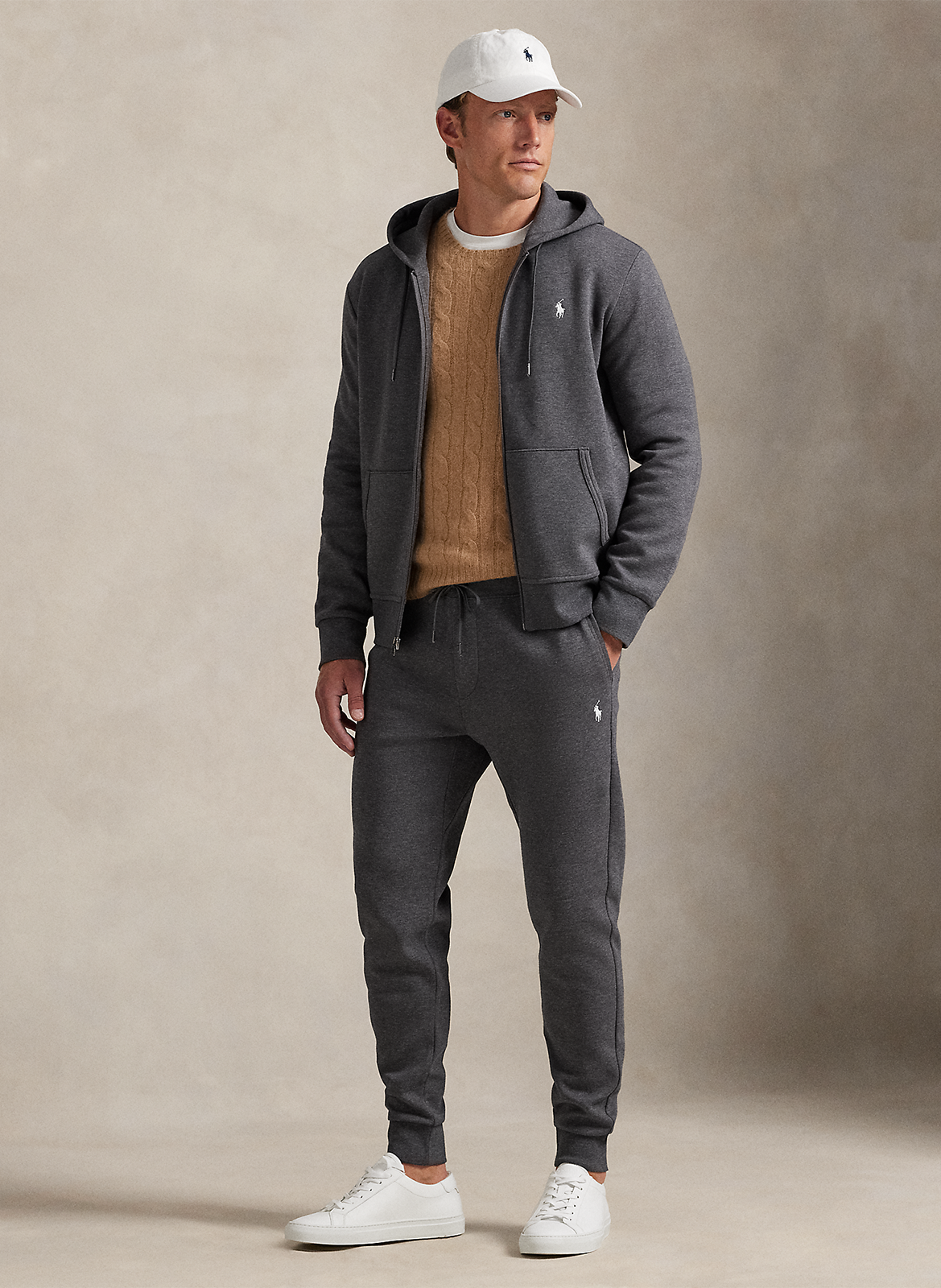 Jogging ajusté en coton mélangé POLO RALPH LAUREN Gris