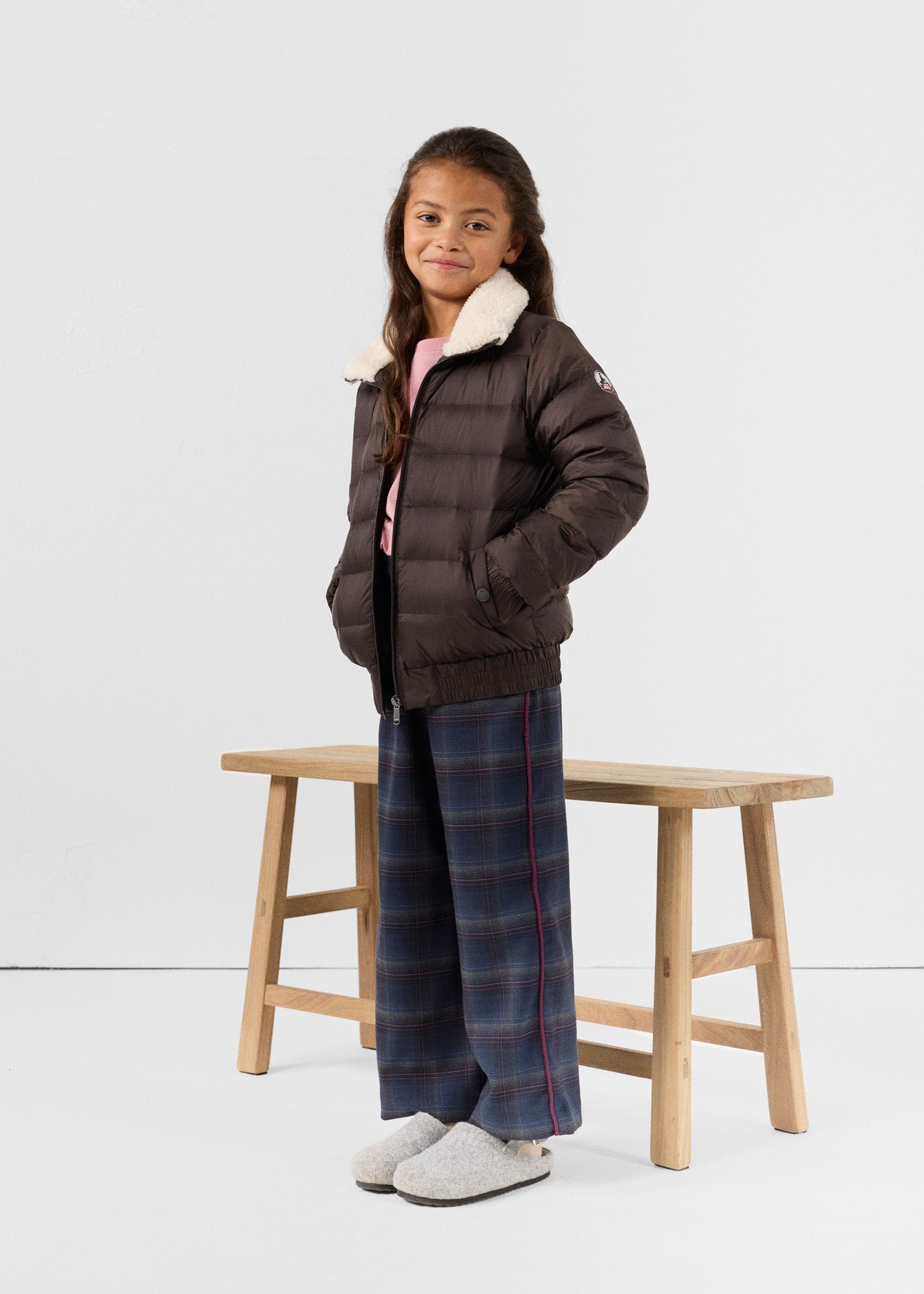 Black aviator children's puffer jacket JOTT Brown