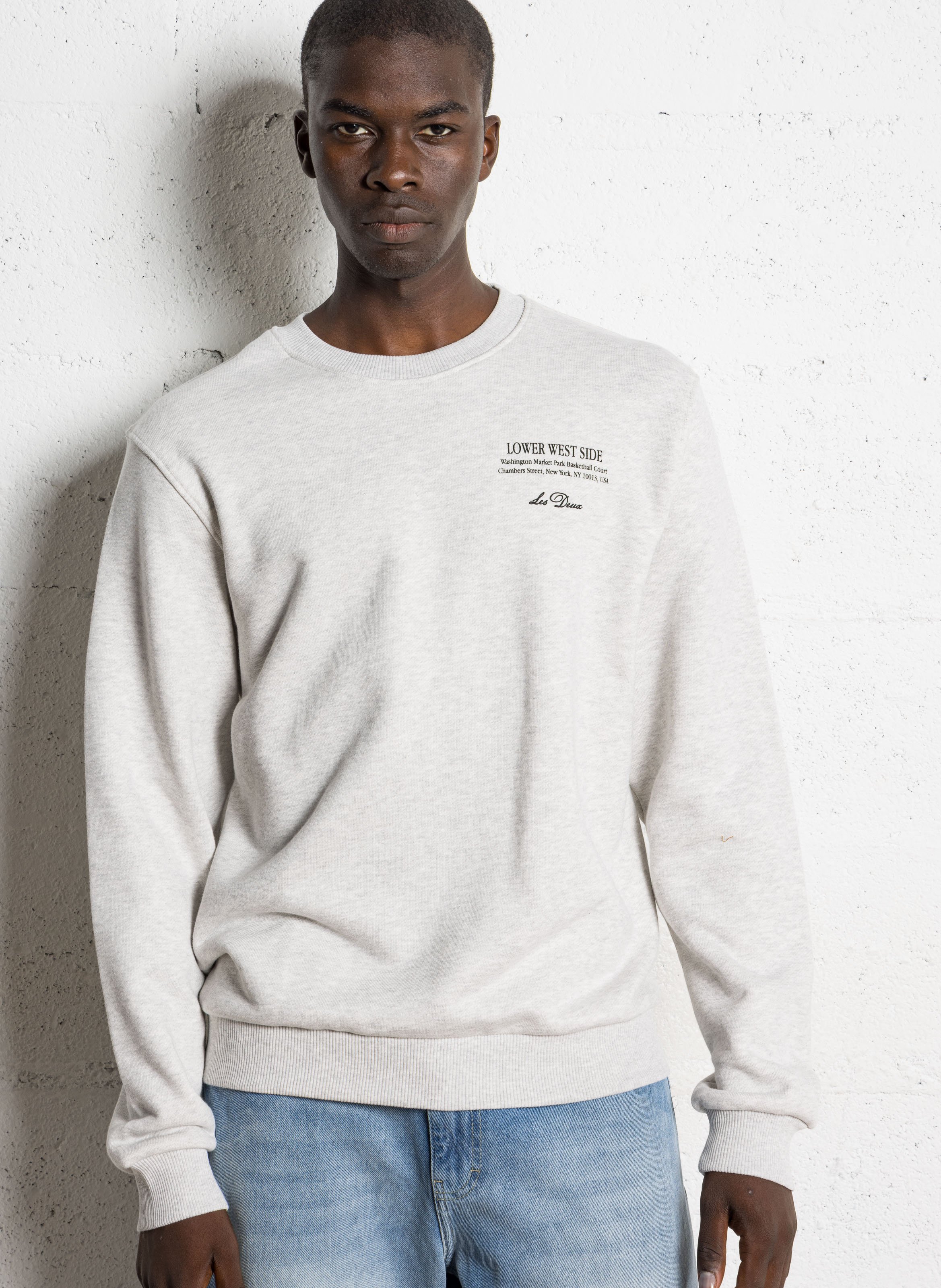 Rechte gemêleerde katoenen trui LES DEUX Grijs