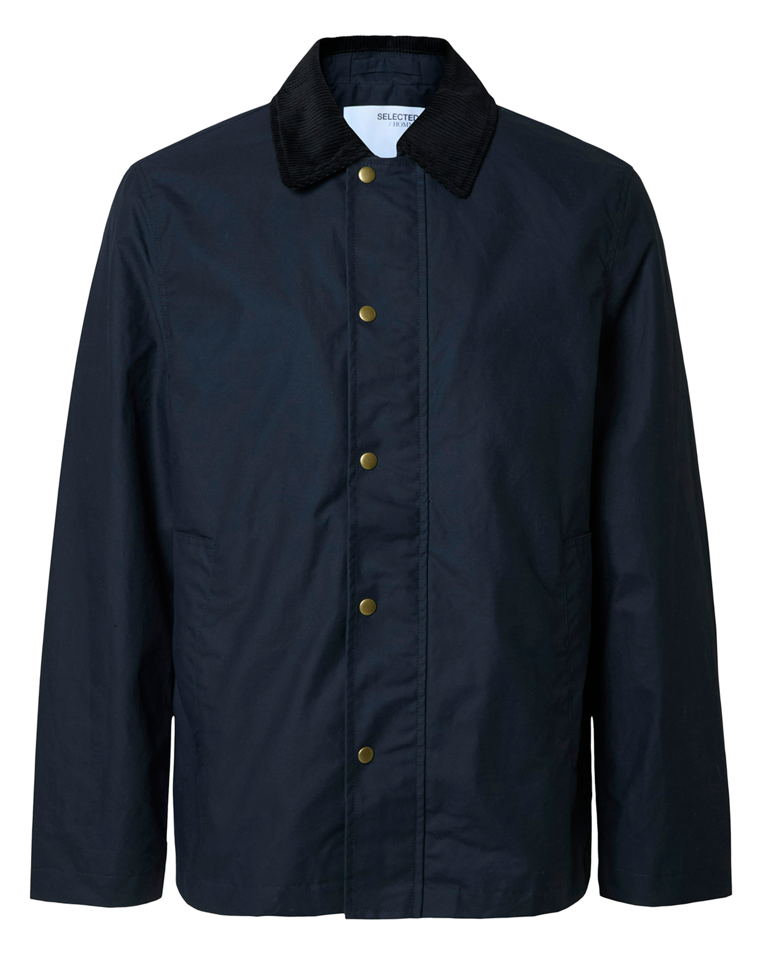 Straight cotton coat with classic collar SELECTED Blue