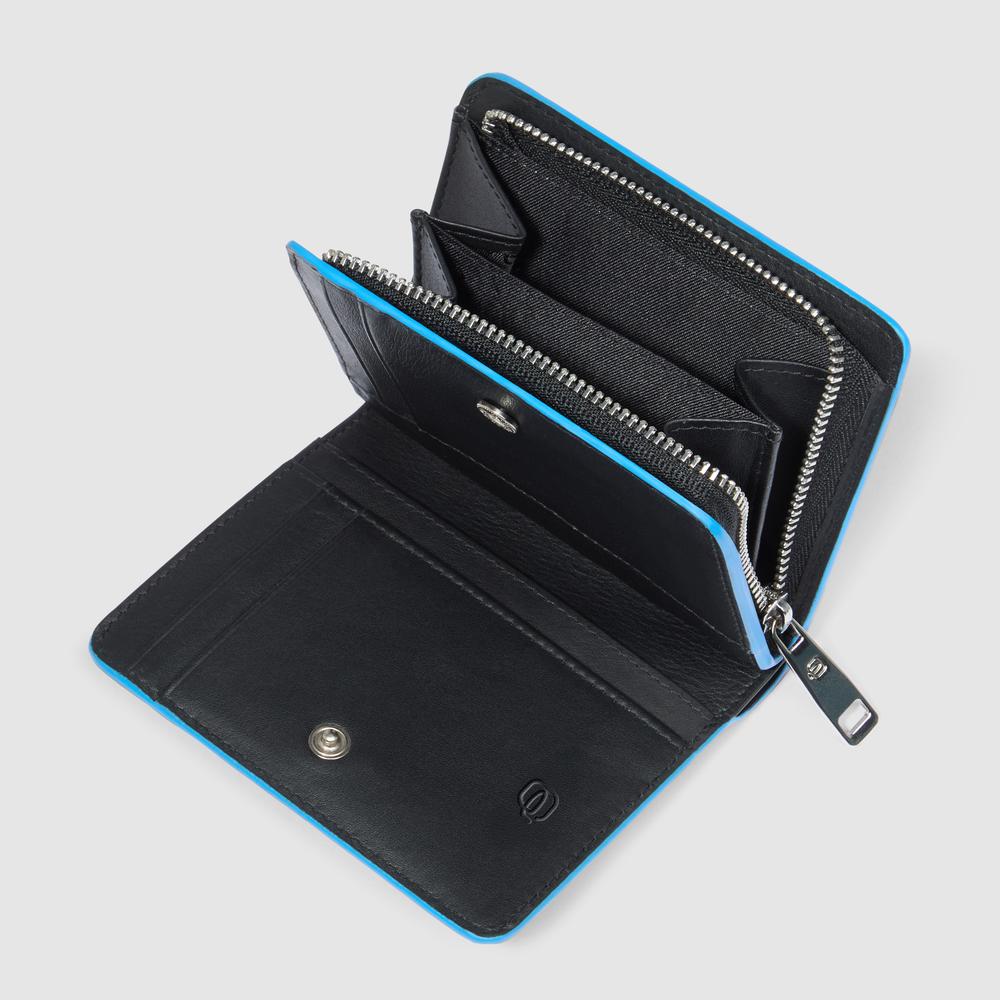 Women's small leather wallet with coin pocket, credit card slots, RFID protection PIQUADRO Black