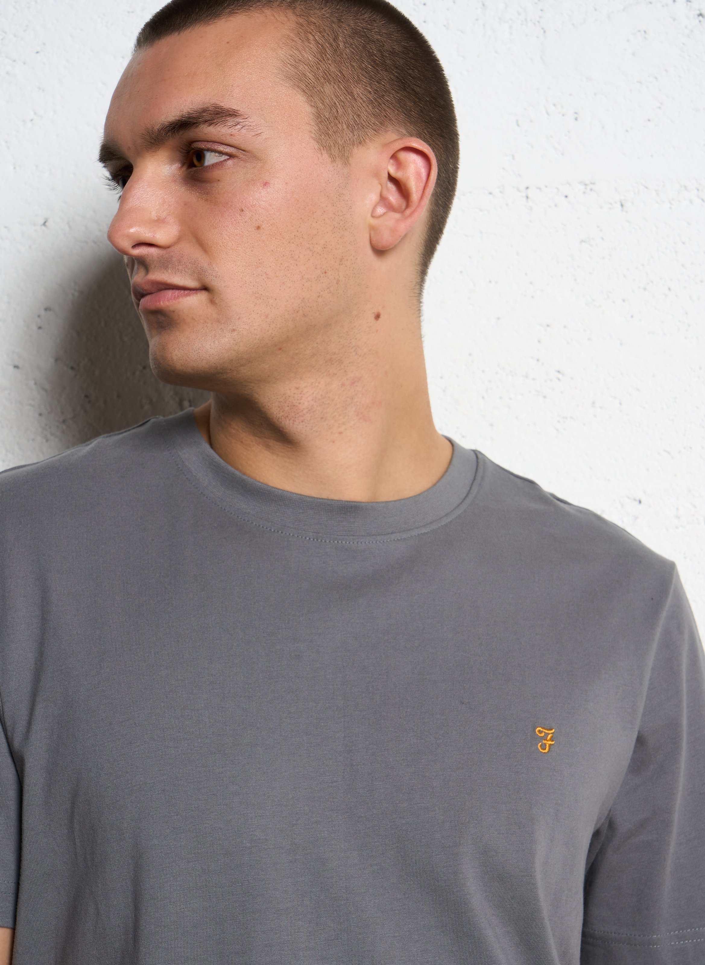 Tee-shirt col rond en coton bio FARAH Gris