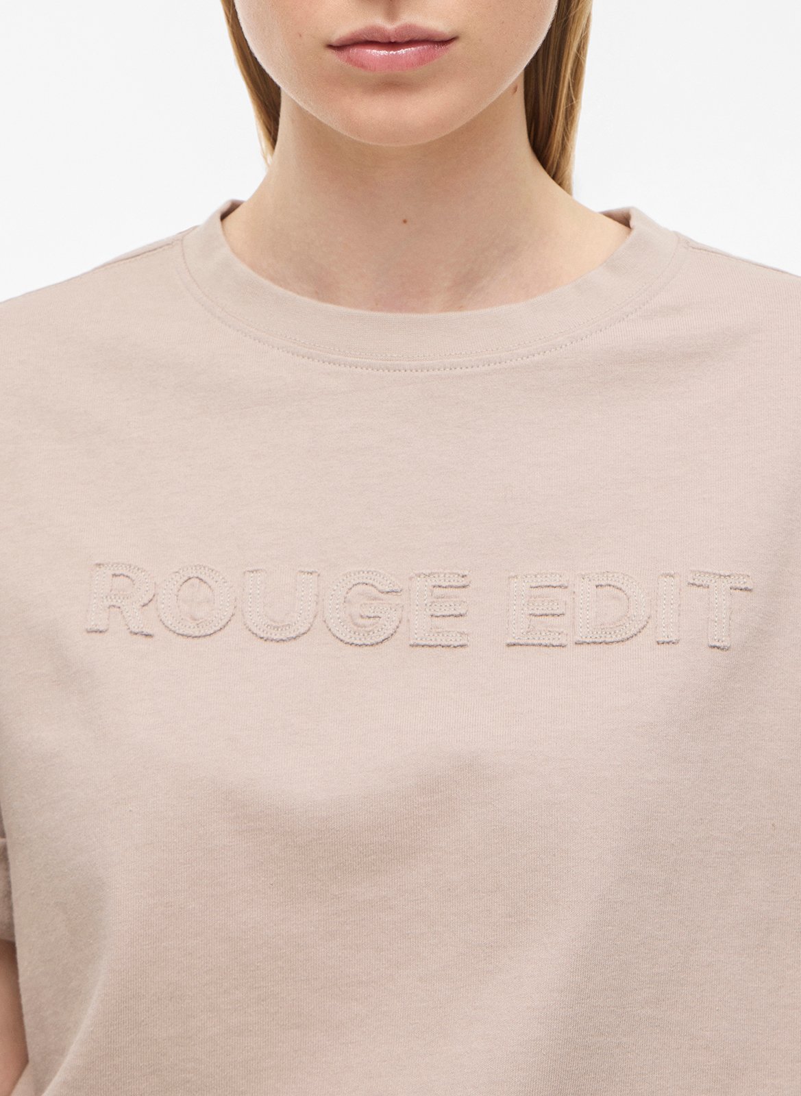 Oversized round neck organic cotton t-shirt ROUGE EDIT Grey