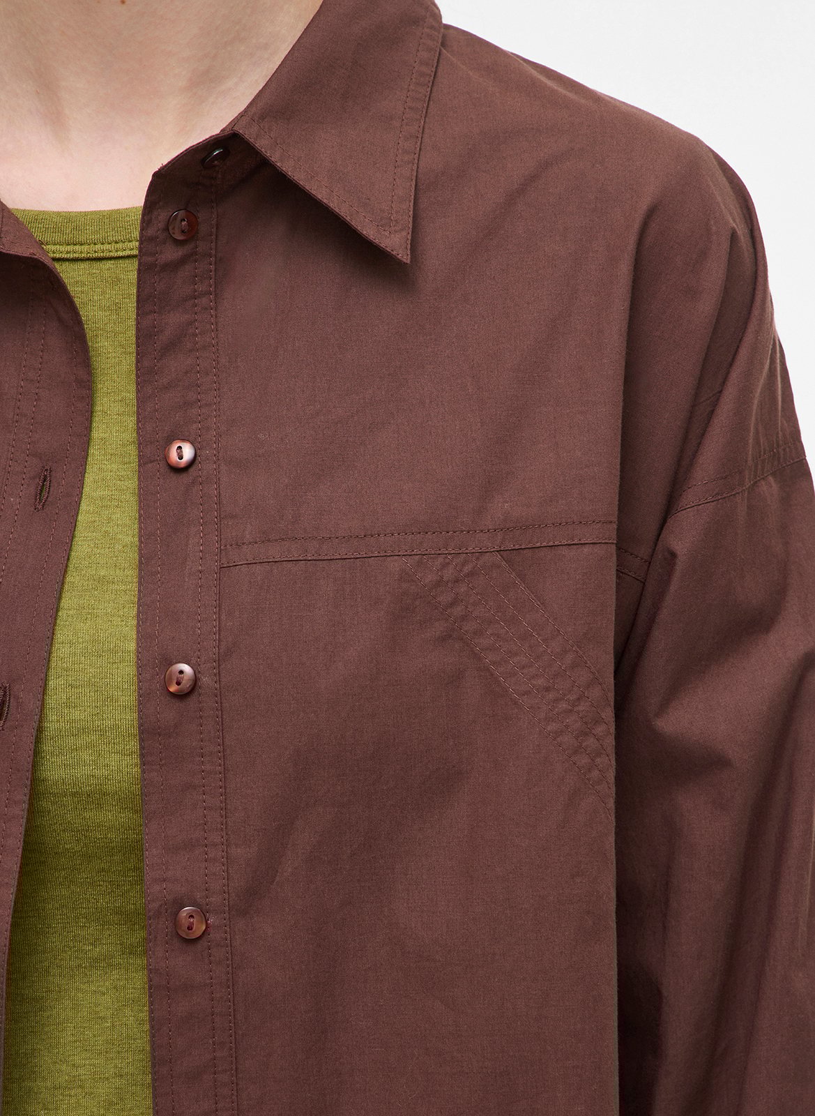Straight-cut organic cotton shirt with classic collar ROUGE EDIT Brown