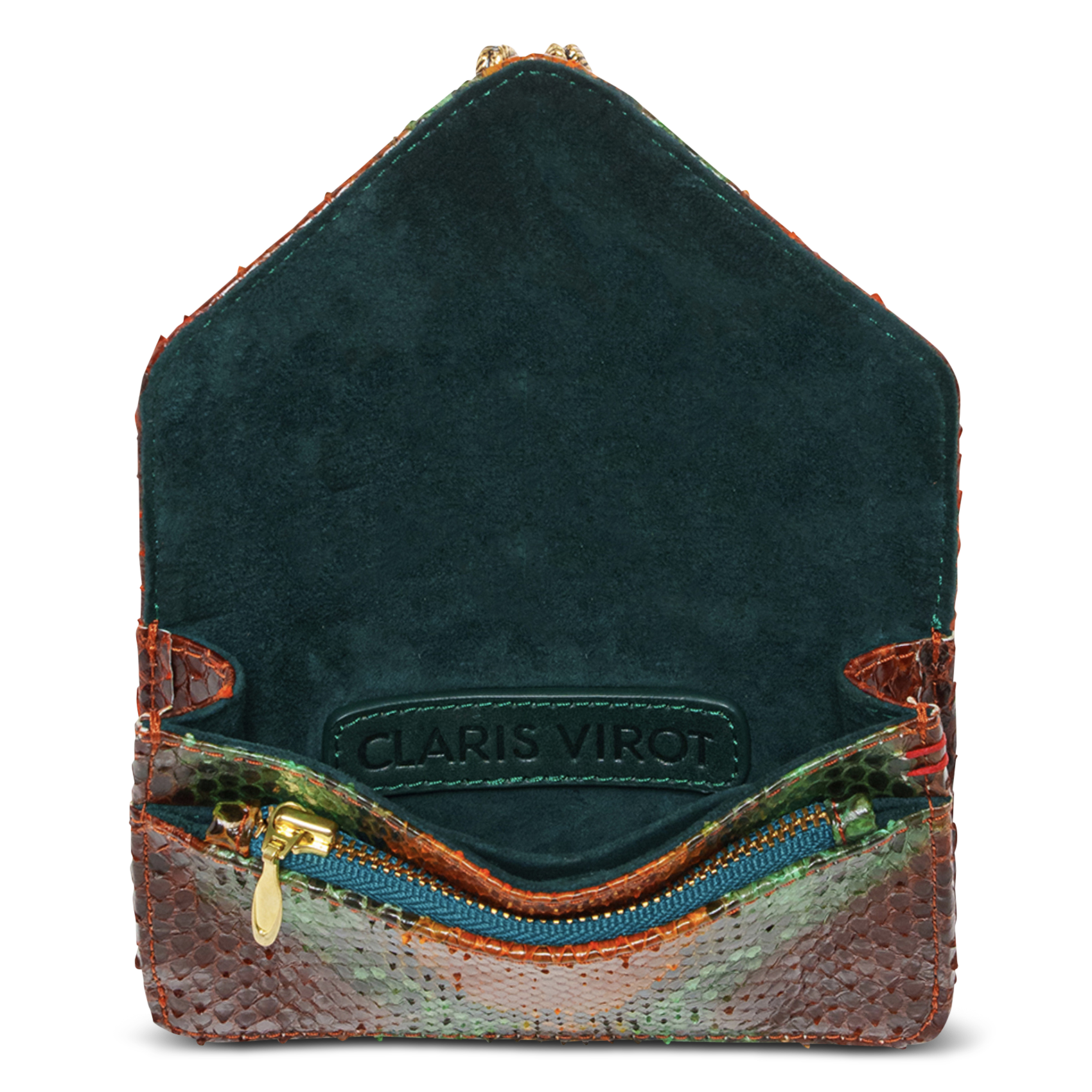 Portefeuille en cuir python mélangé CLARIS VIROT Marron