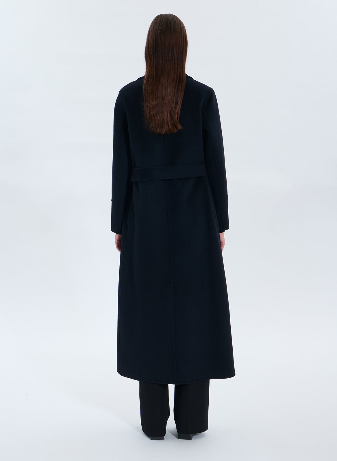 Langer Mantel mit Reverskragen aus Wolle ZAPA Blau