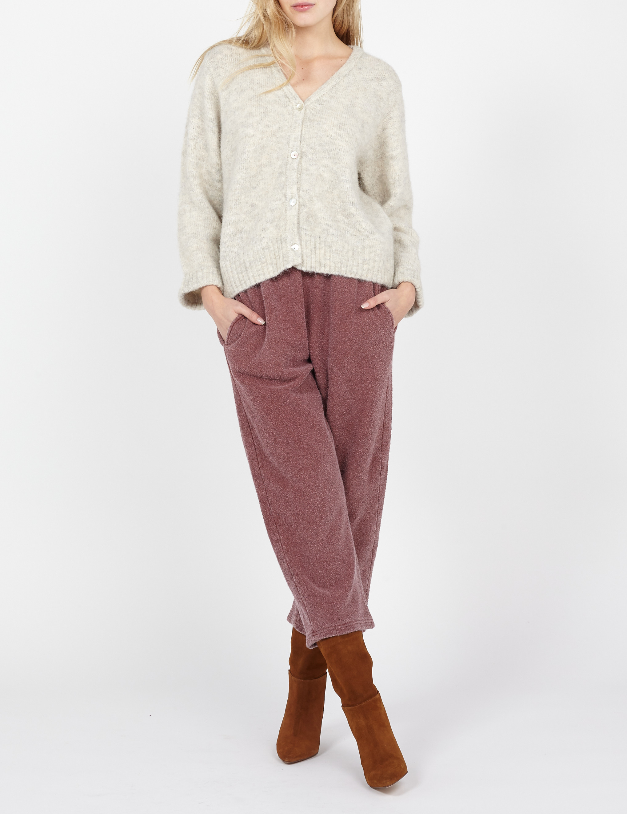 Gilet col V ample  AMERICAN VINTAGE Beige