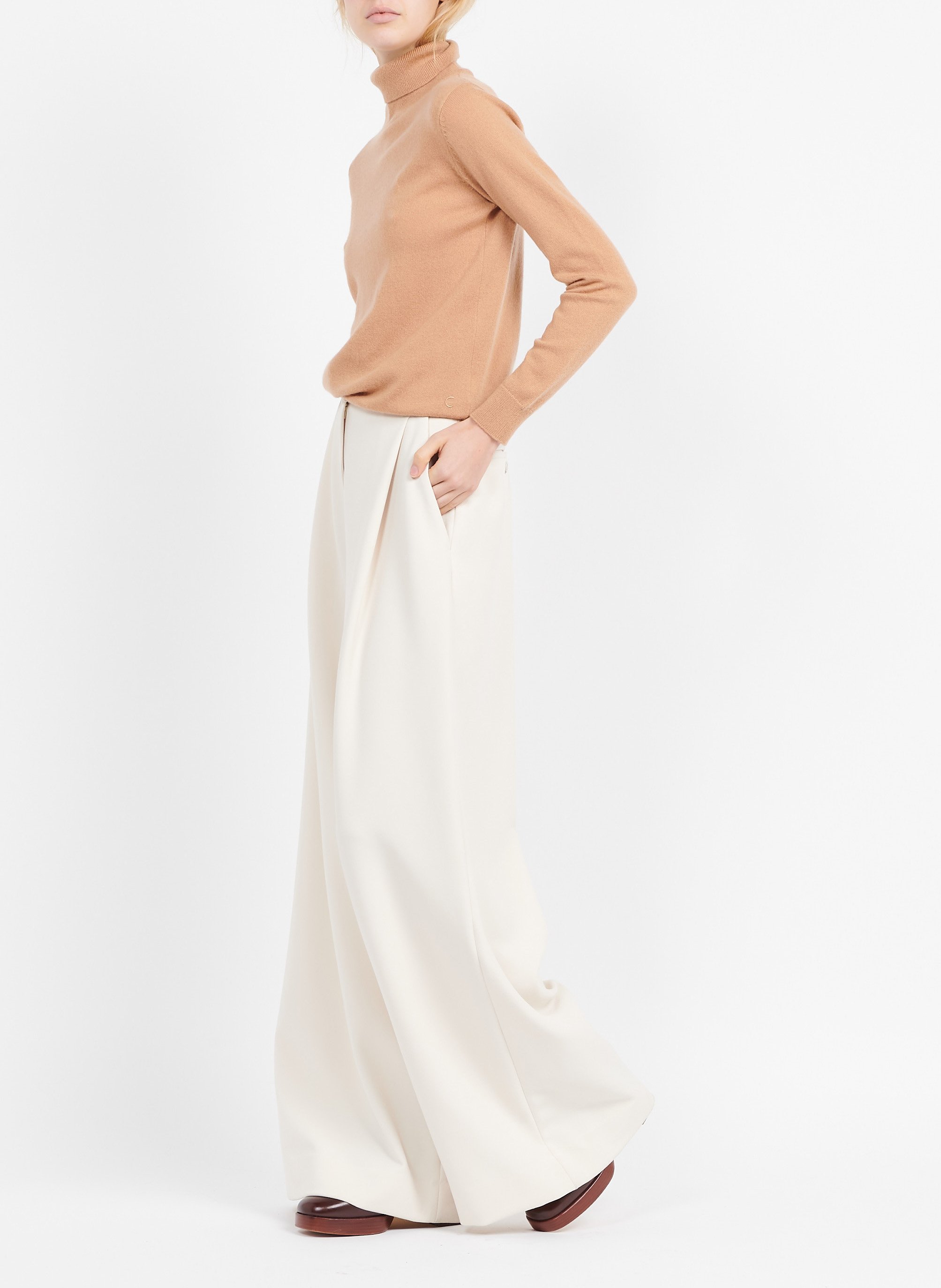 Cashmere straight-cut turtleneck sweater CAROLL Brown