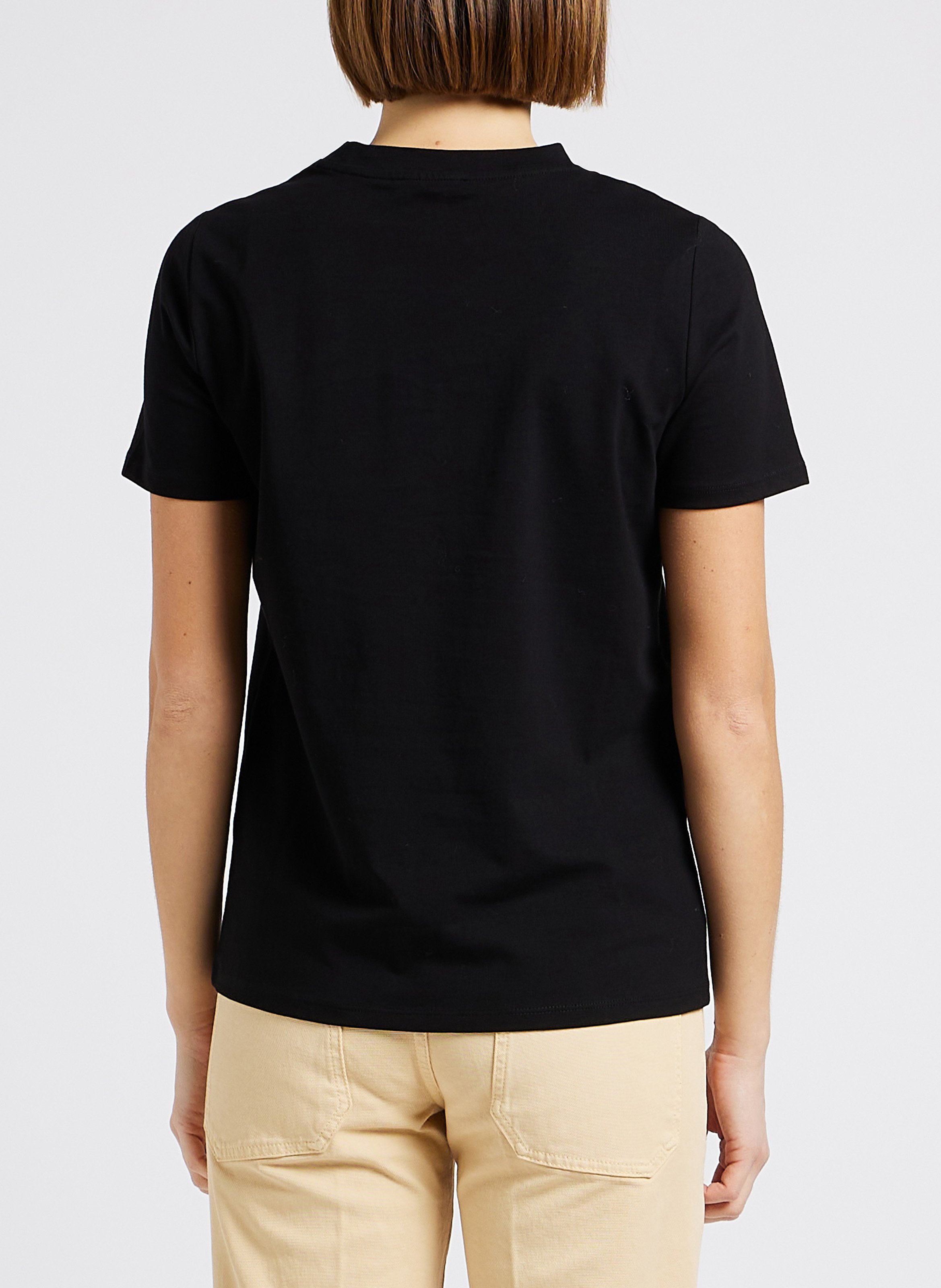 Straight cotton-blend round-neck T-shirt MAISON 123 Black
