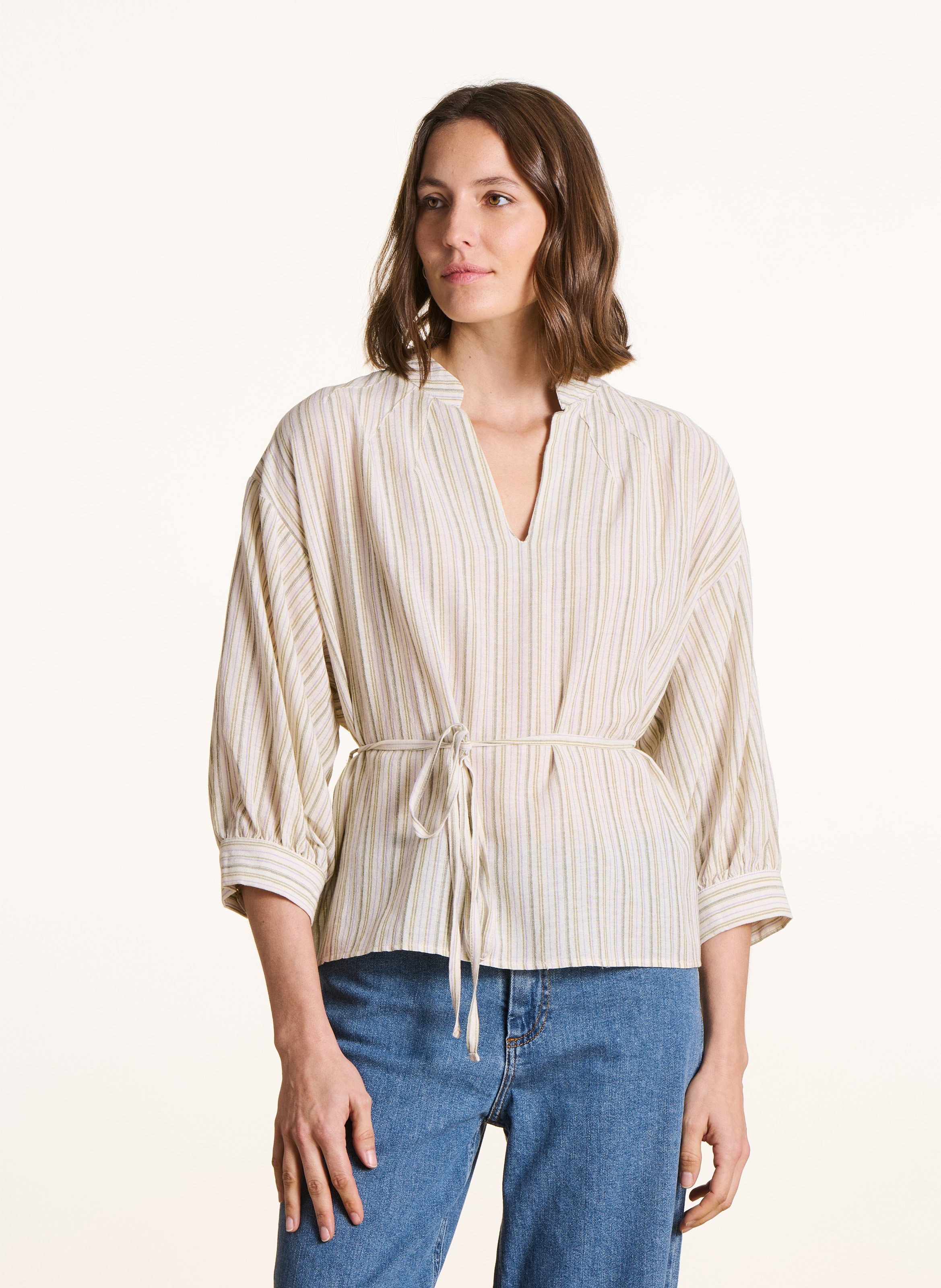 Top met tuniekhals en bloemenprint LA FEE MARABOUTEE Violet