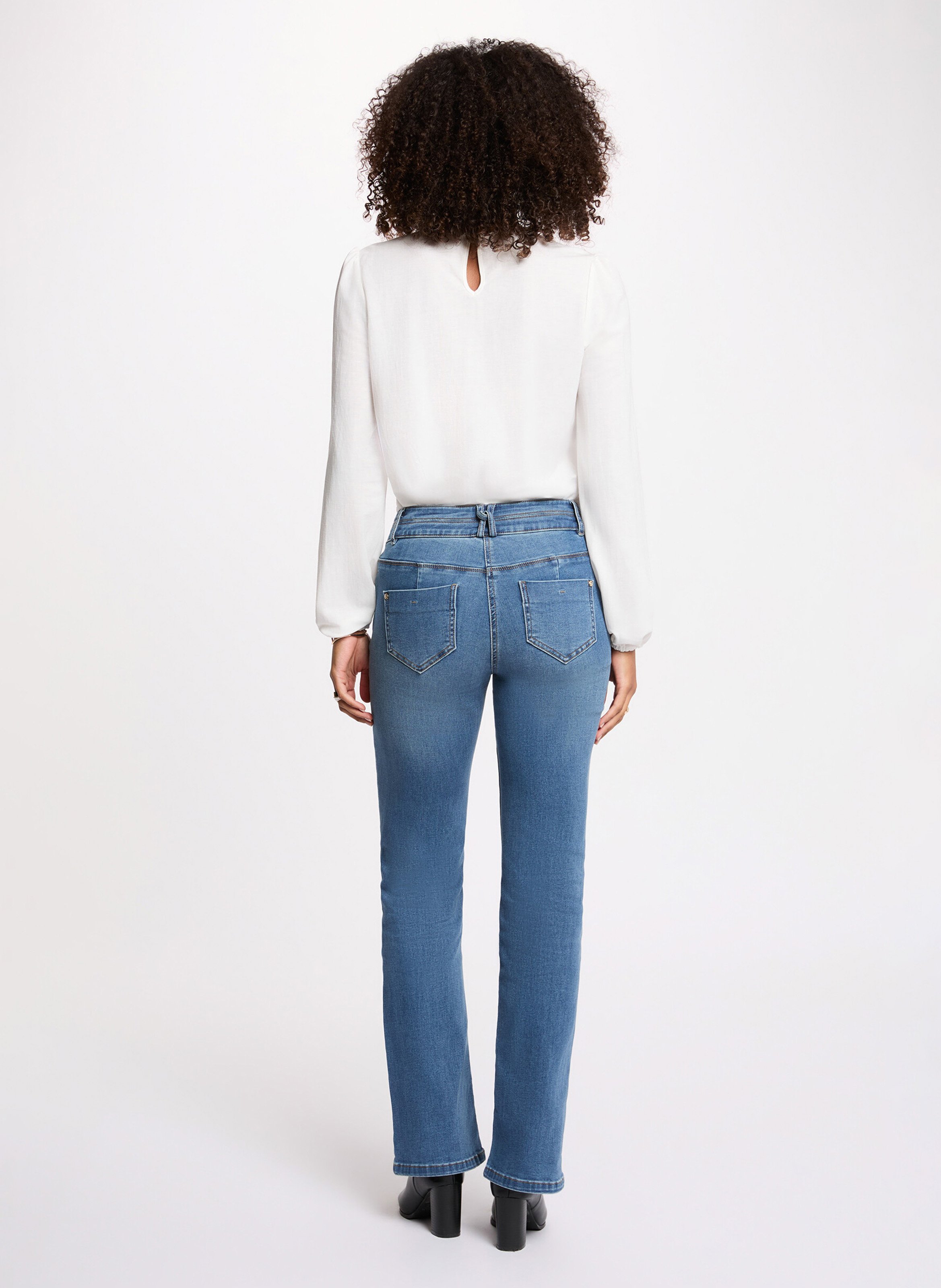 Gerade geschnittenes Rundhals-Top aus Spitze MORGAN Weiss