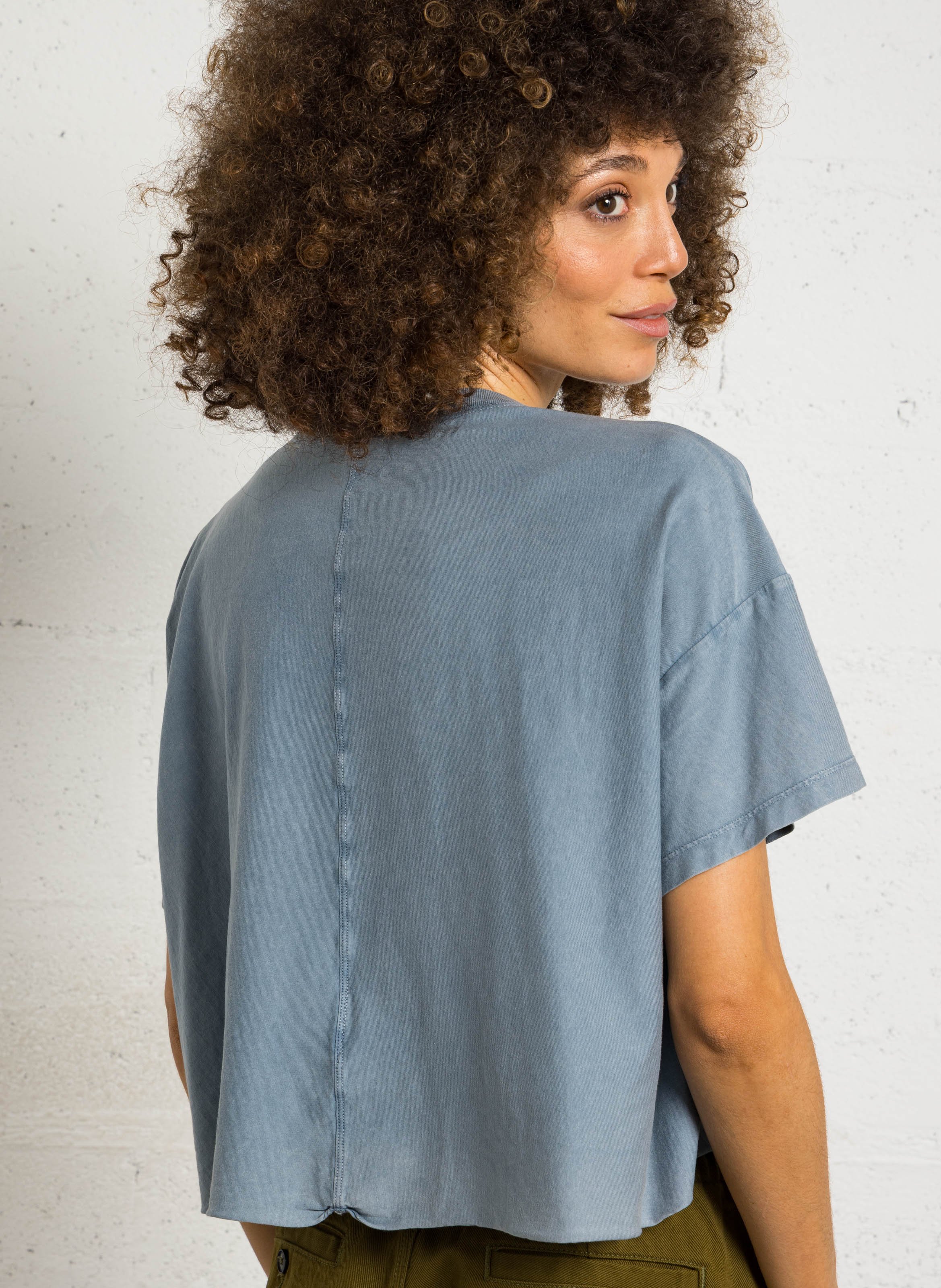 Short oversized plain cotton T-shirt BELLEROSE Blue
