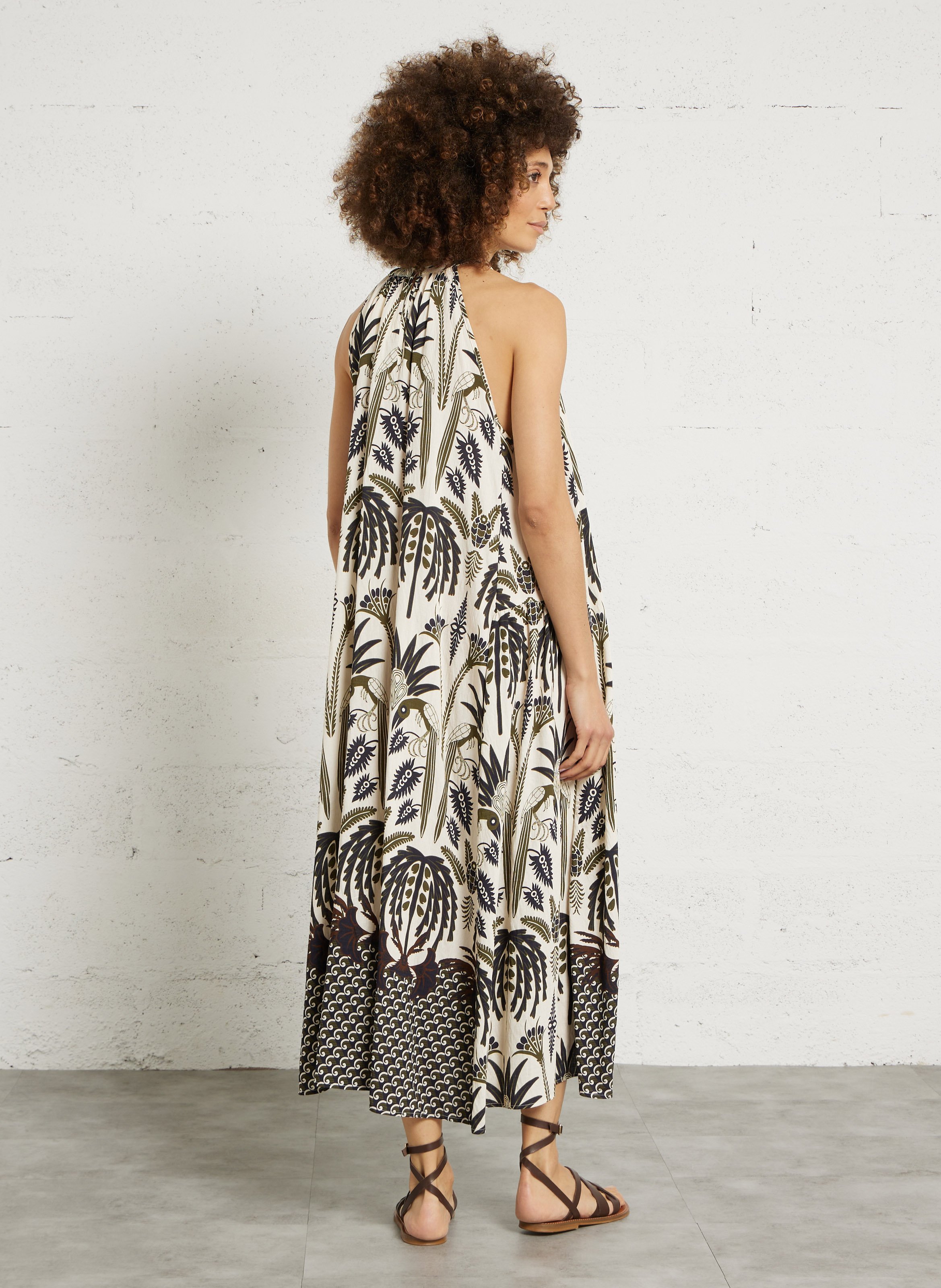 Robe longue imprimée SEE U SOON Kaki