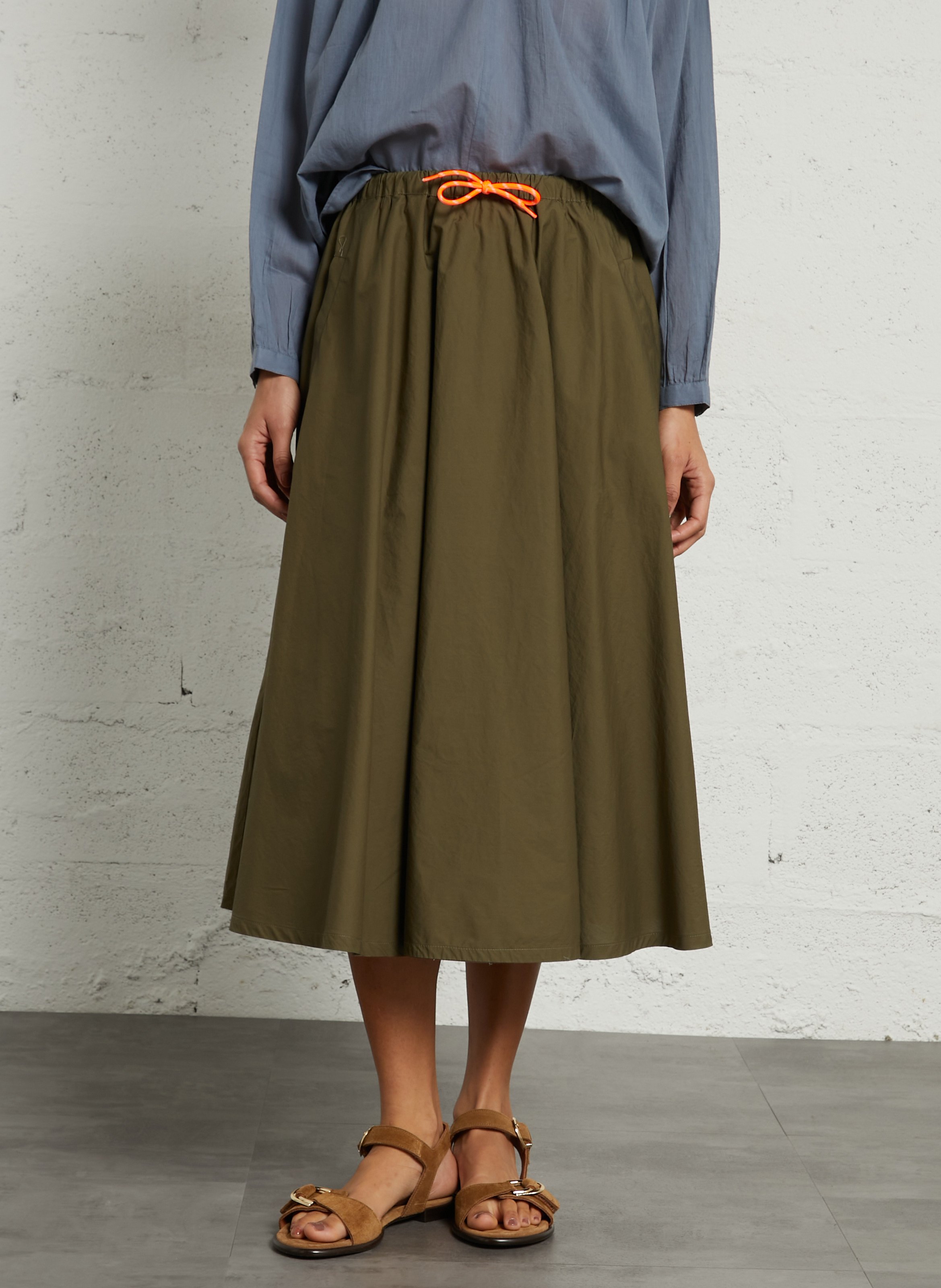 Cotton midi skirt LE TEMPS DES CERISES Green