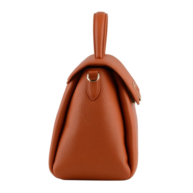 Calfskin leather handbag POURCHET Orange