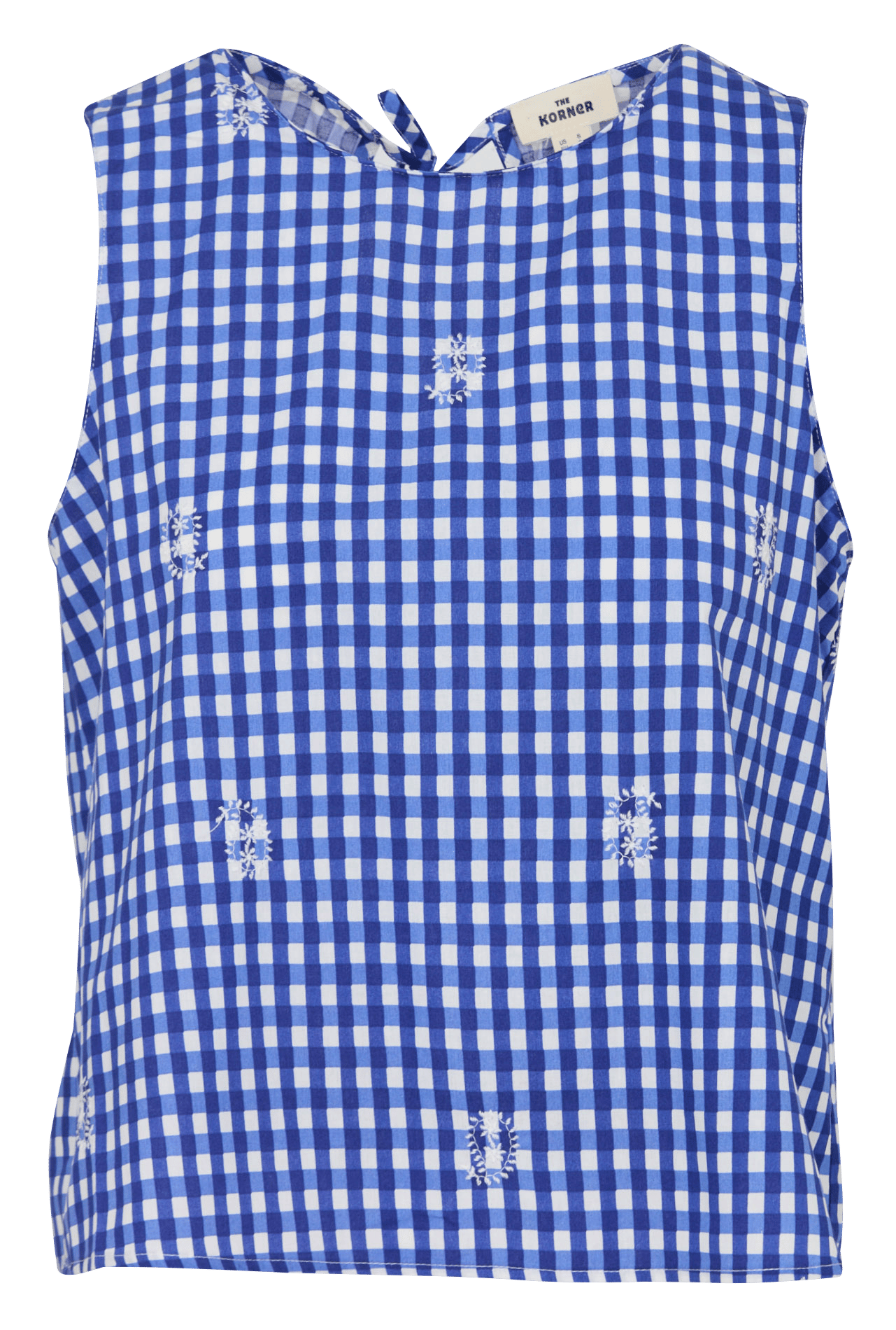 Mouwloze geruite katoenen top THE KORNER Blauw