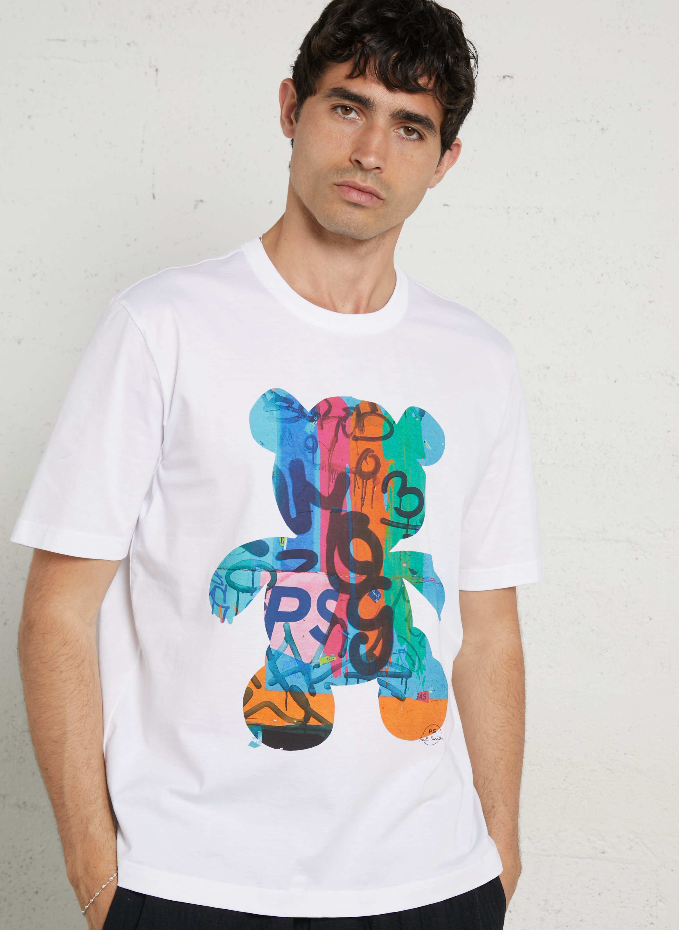 Camiseta recta cuello redondo de algodón orgánico PAUL SMITH Blanco