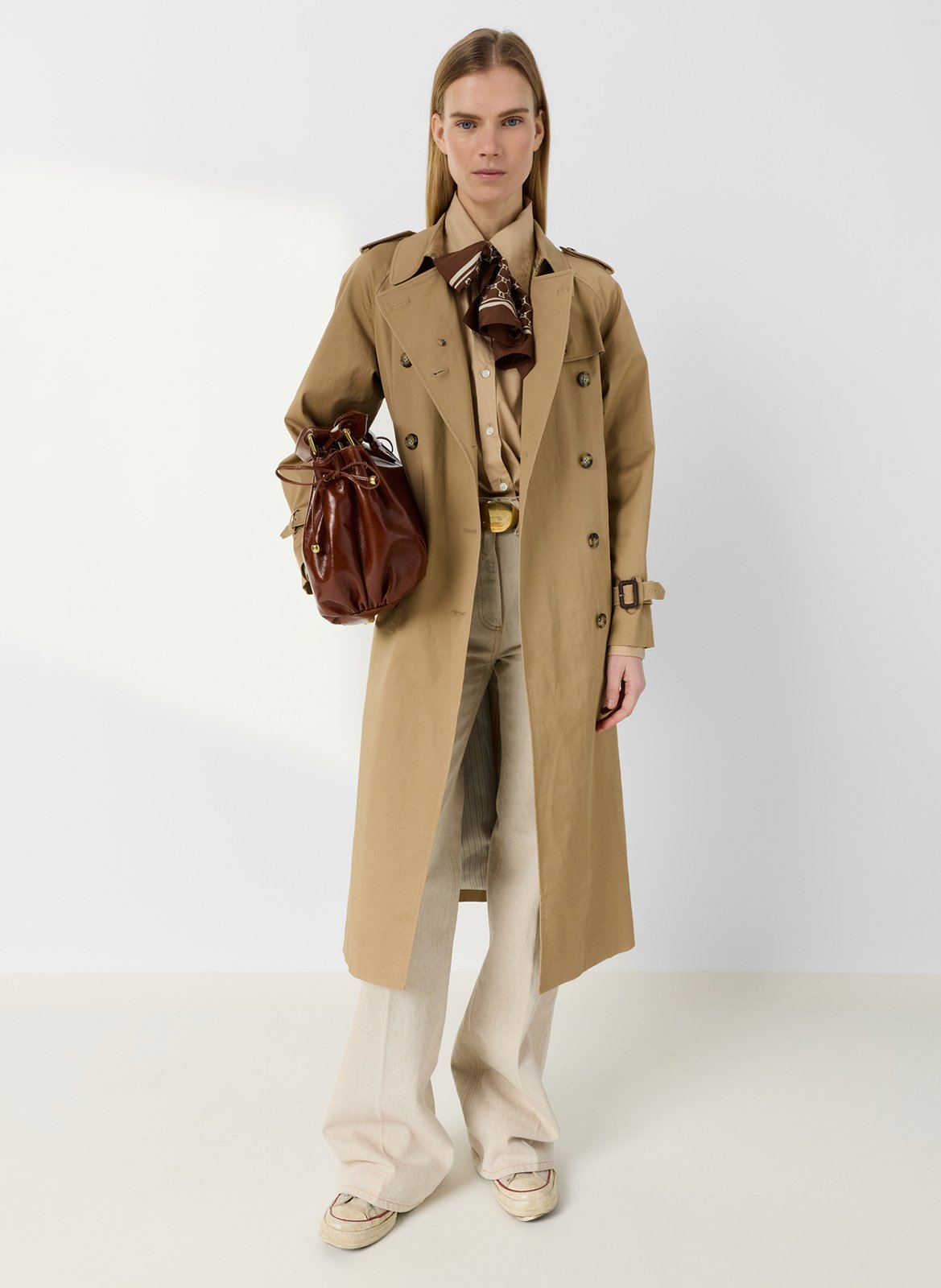 Trench long en coton mélangé GERARD DAREL Beige