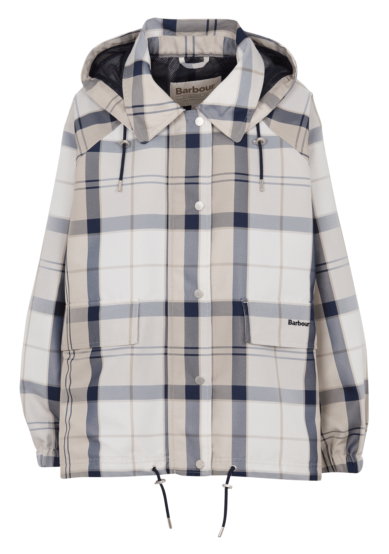 Veste droite à carreaux avec capuche BARBOUR Bleu