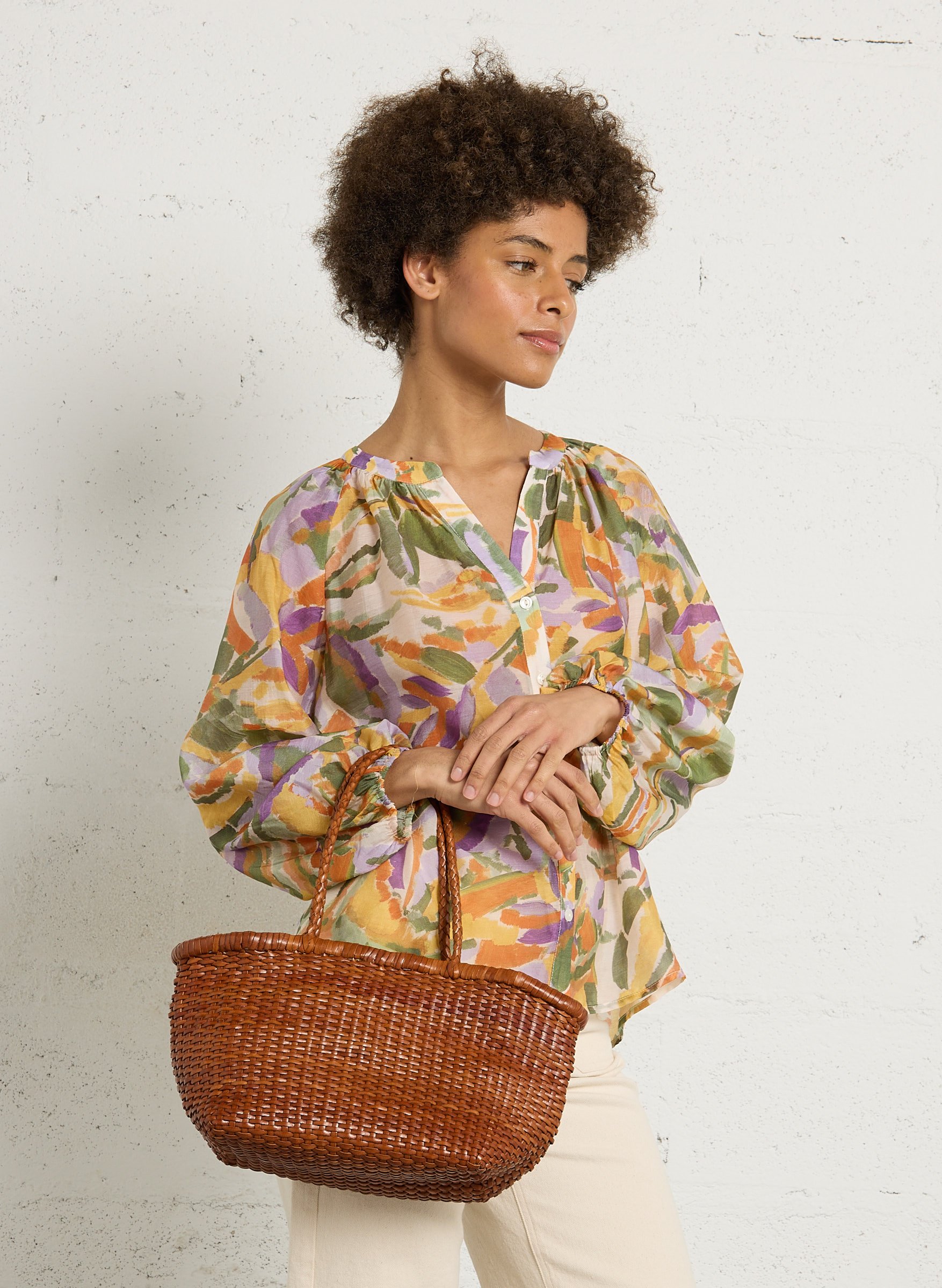 Gevlochten leren boodschappentas DRAGON DIFFUSION Bruin