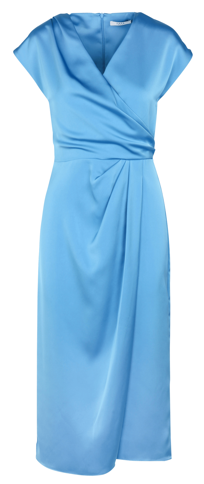 Robe longue satinée col v ZAPA Bleu