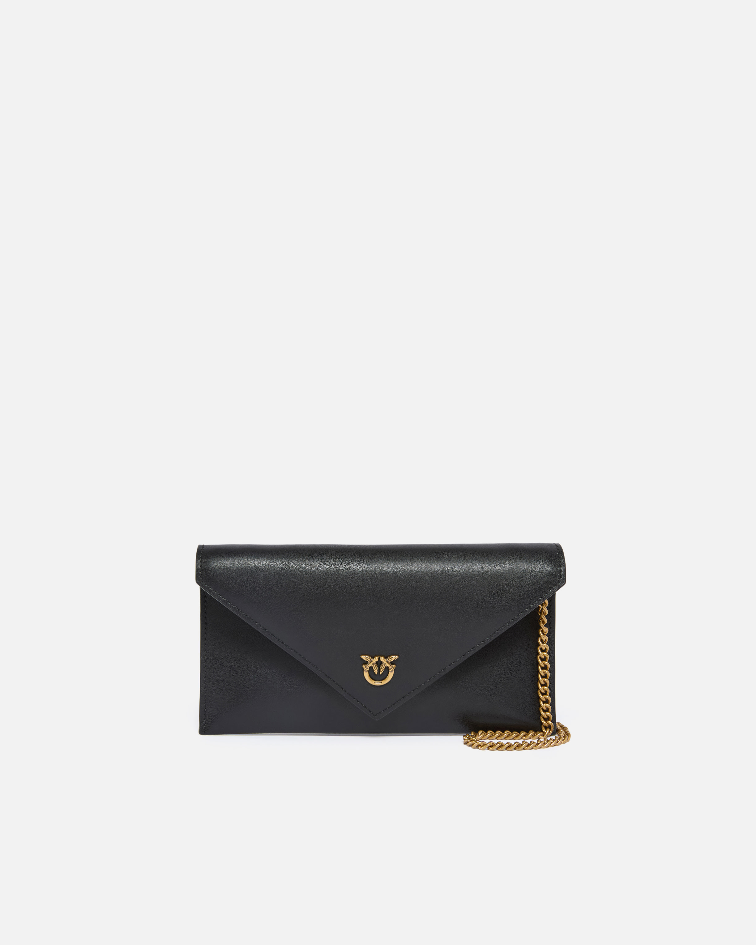 Small envelope clutch in smooth leather with love birds logo PINKO
