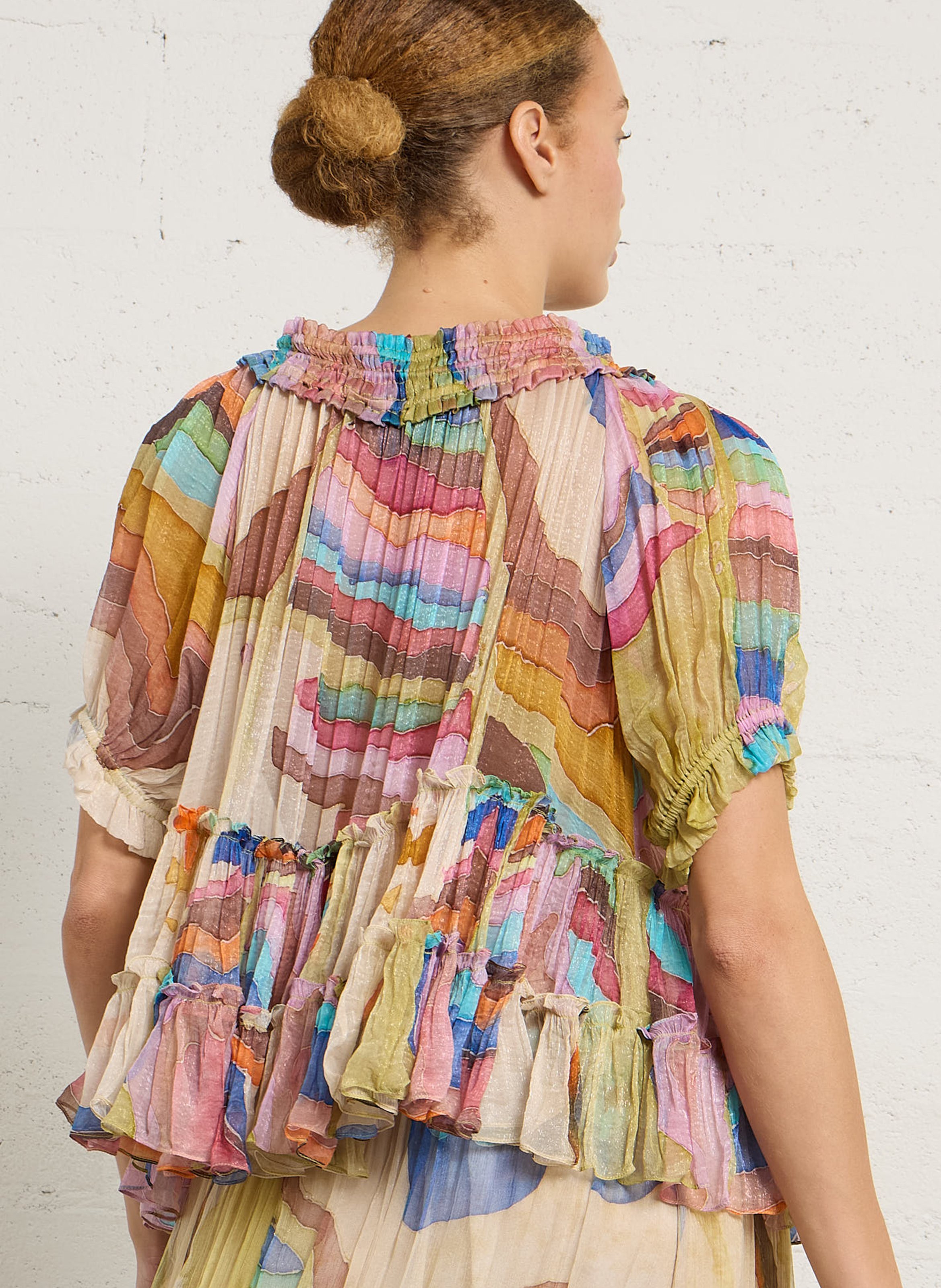Blouse col bateau smocké MES DEMOISELLES Multicolore
