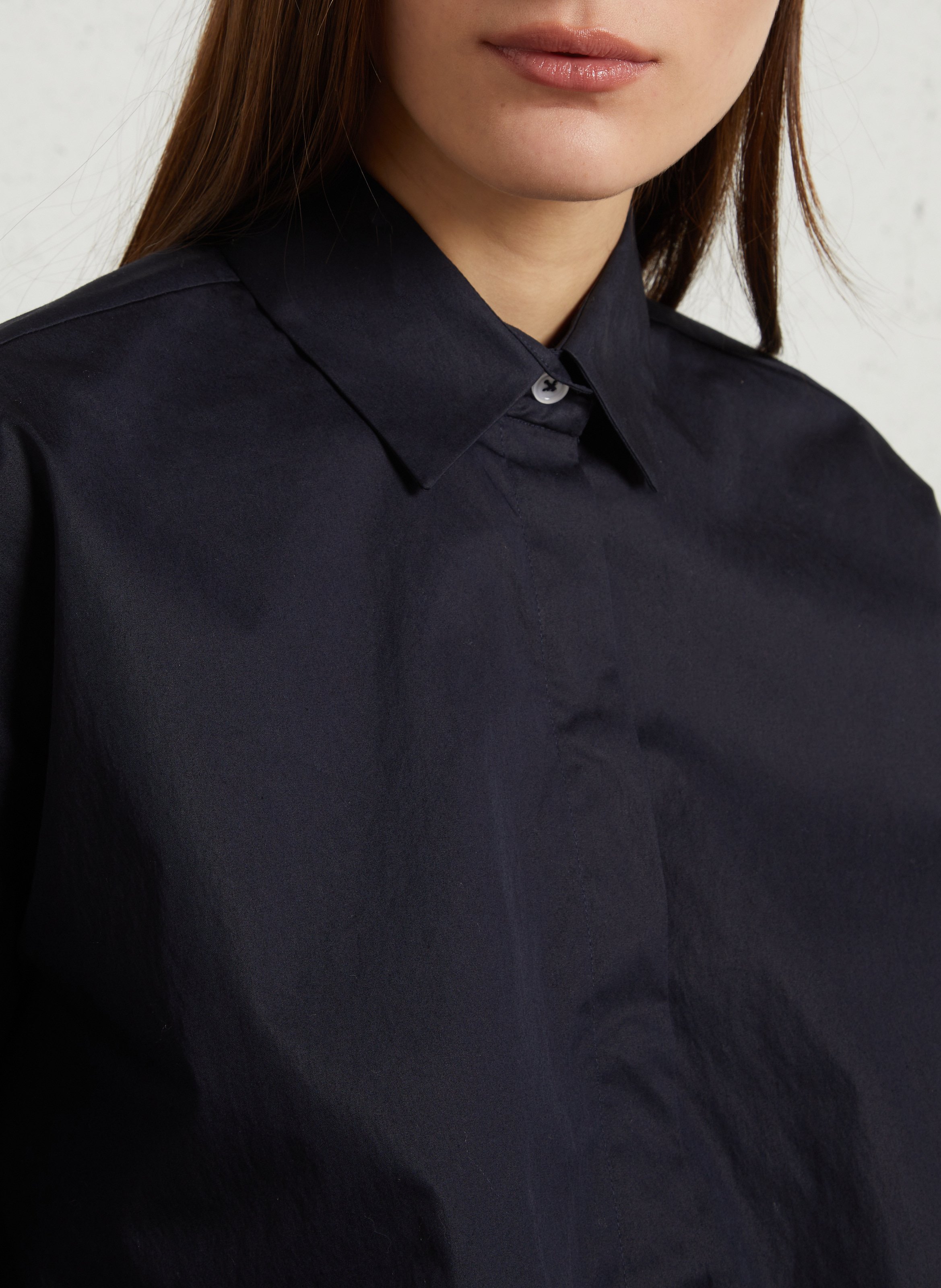 Short-sleeved solid color cotton shirt RAE ANTWERP Blue