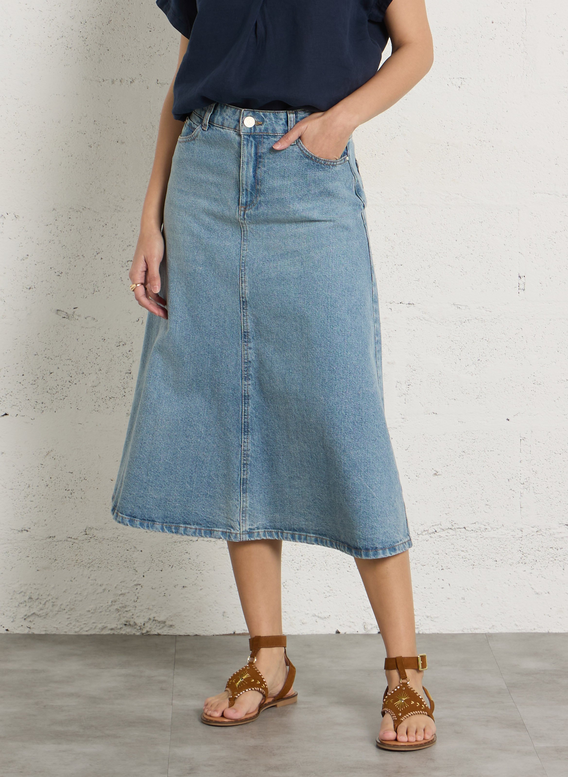 Denim midi skirt SUD EXPRESS Blue