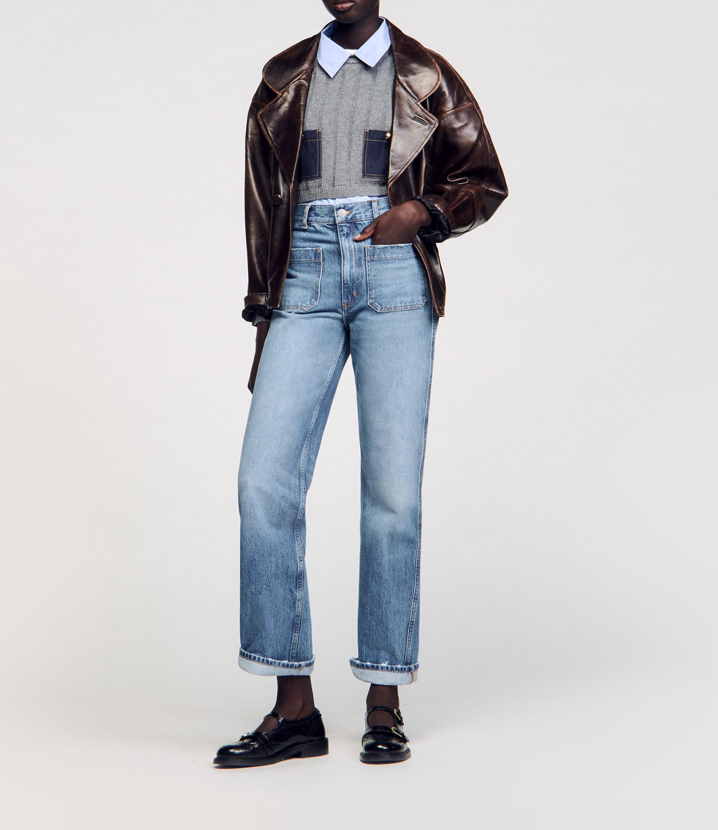 Jean bootcut en coton  SANDRO Bleu