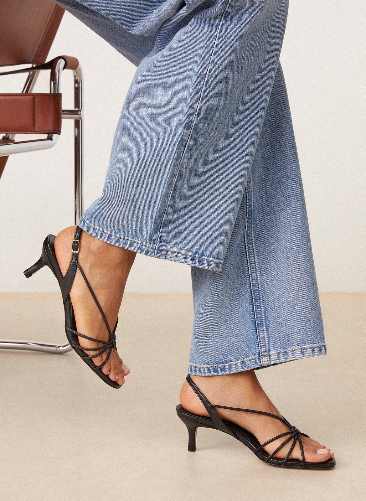Sandales à talons en cuir RIVECOUR Noir