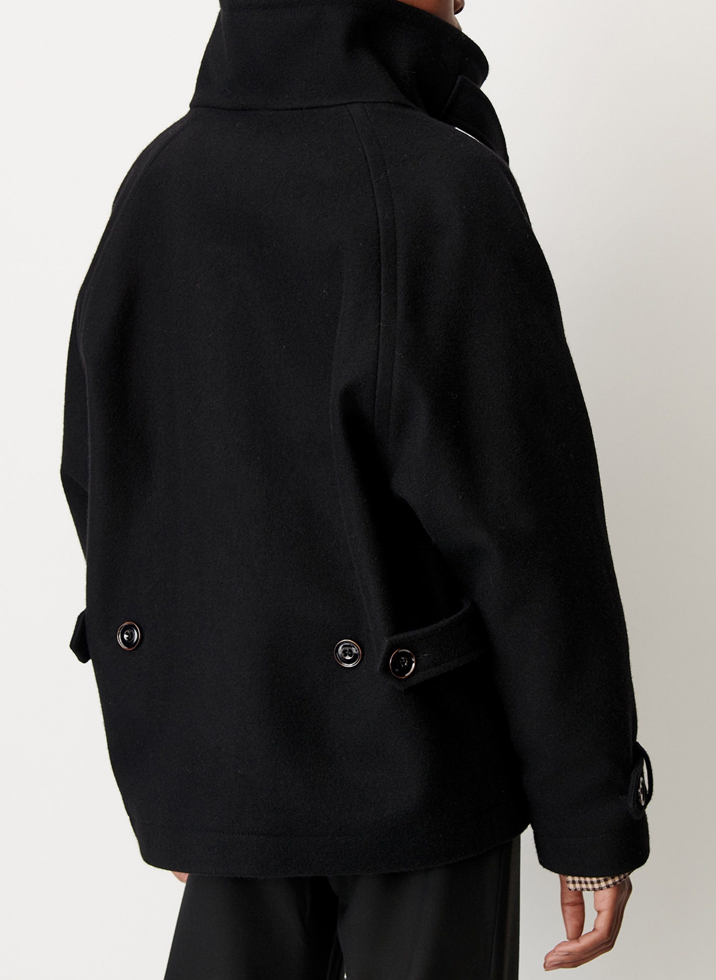 Short high-neck wool-blend coat | Black SESSUN Women