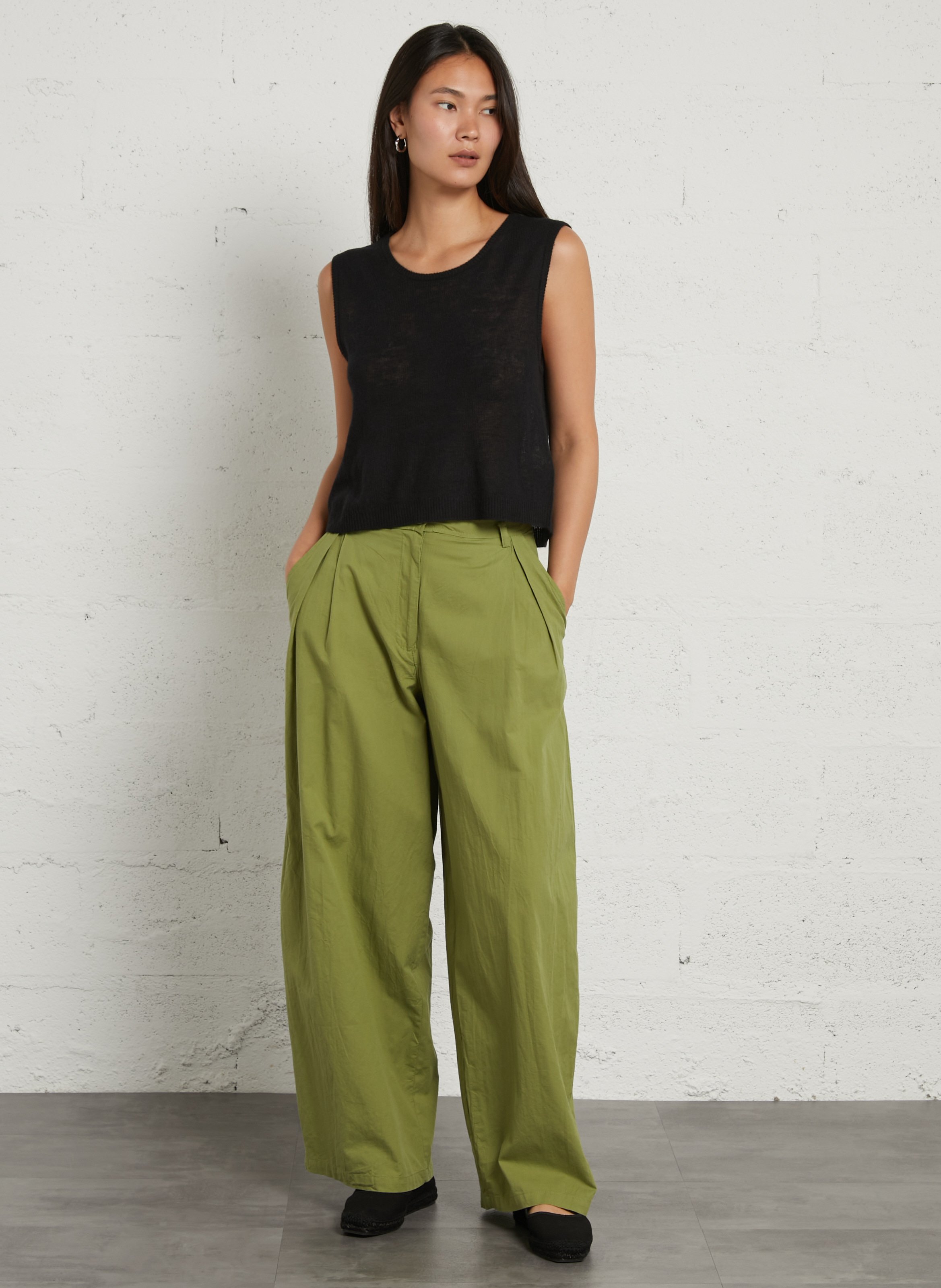 Pantalon large en coton AMERICAN VINTAGE Marron