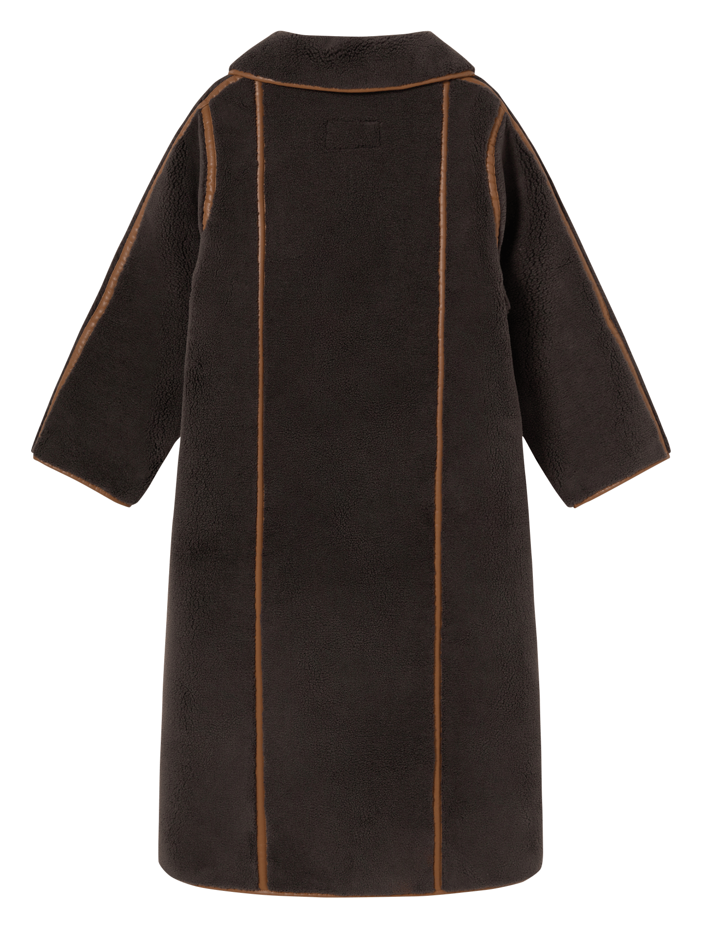 Straight coat with classic collar in faux leather THE TINY BIG SISTER Brown