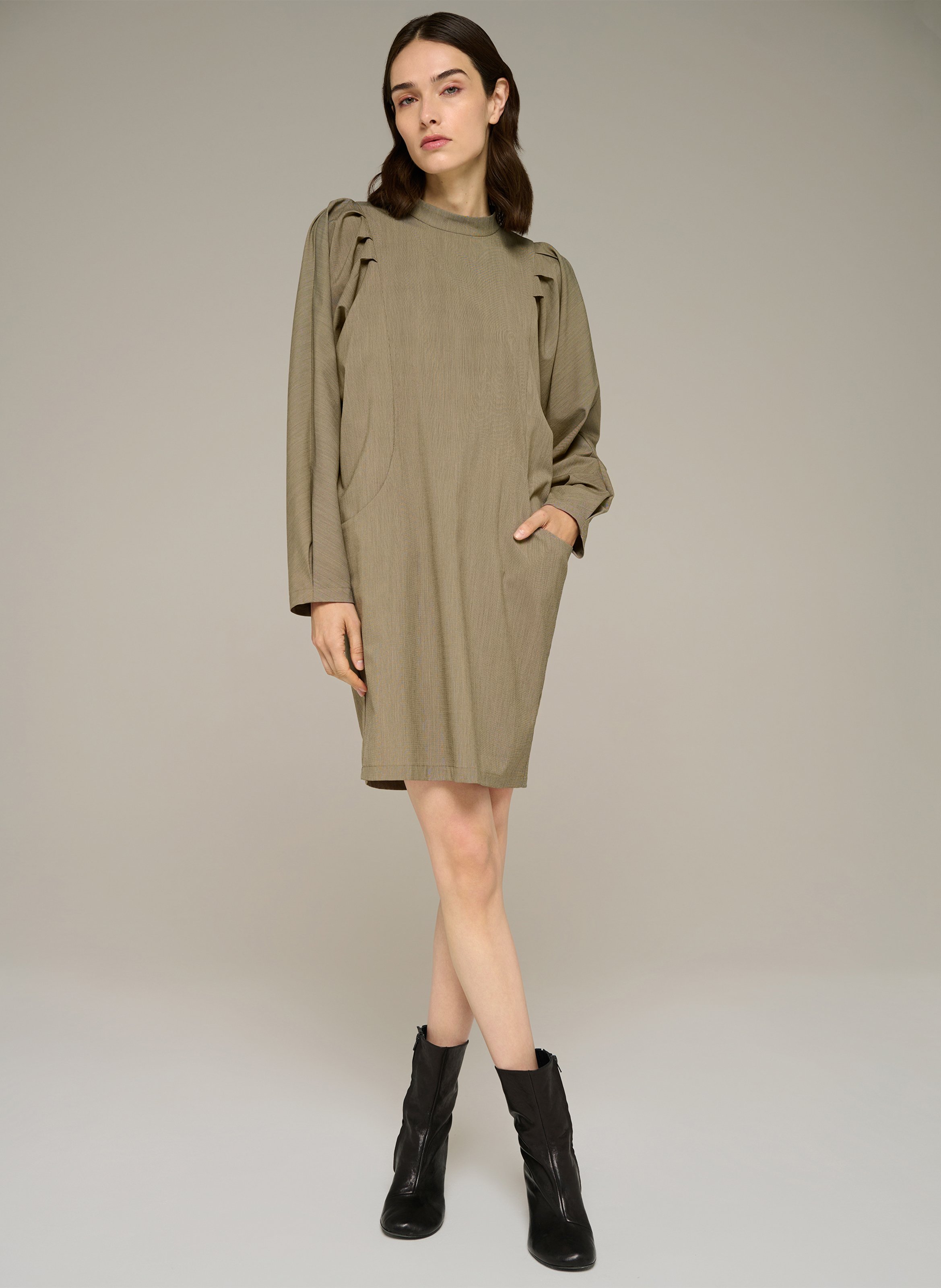 Straight dress with long sleeves COTELAC Khaki