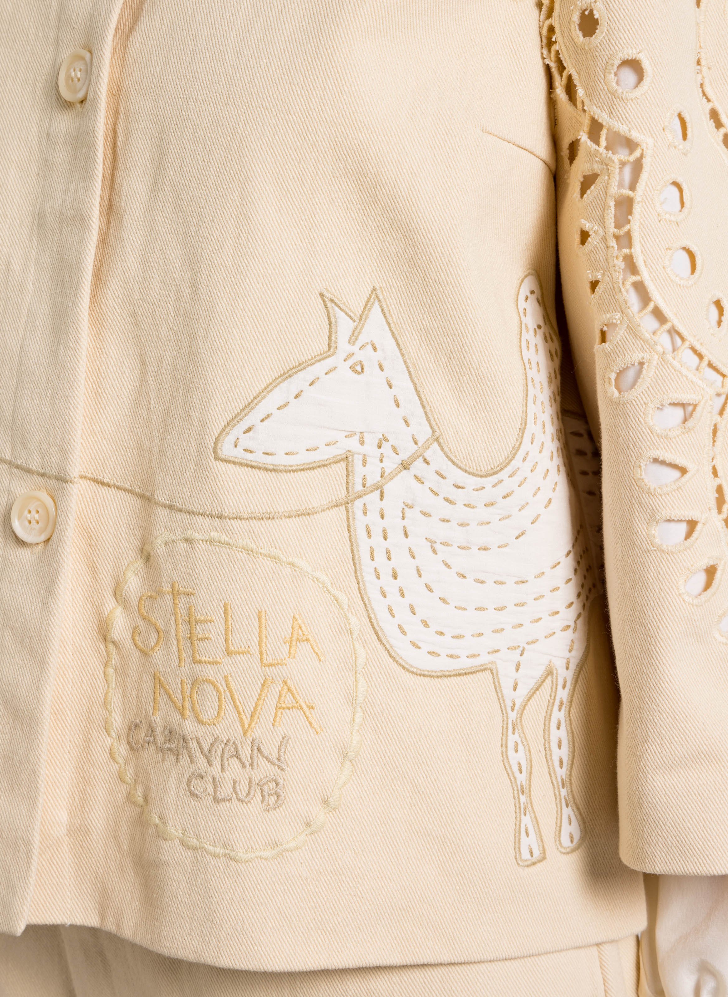 Rechte jas met ronde hals en borduursels STELLA NOVA Beige
