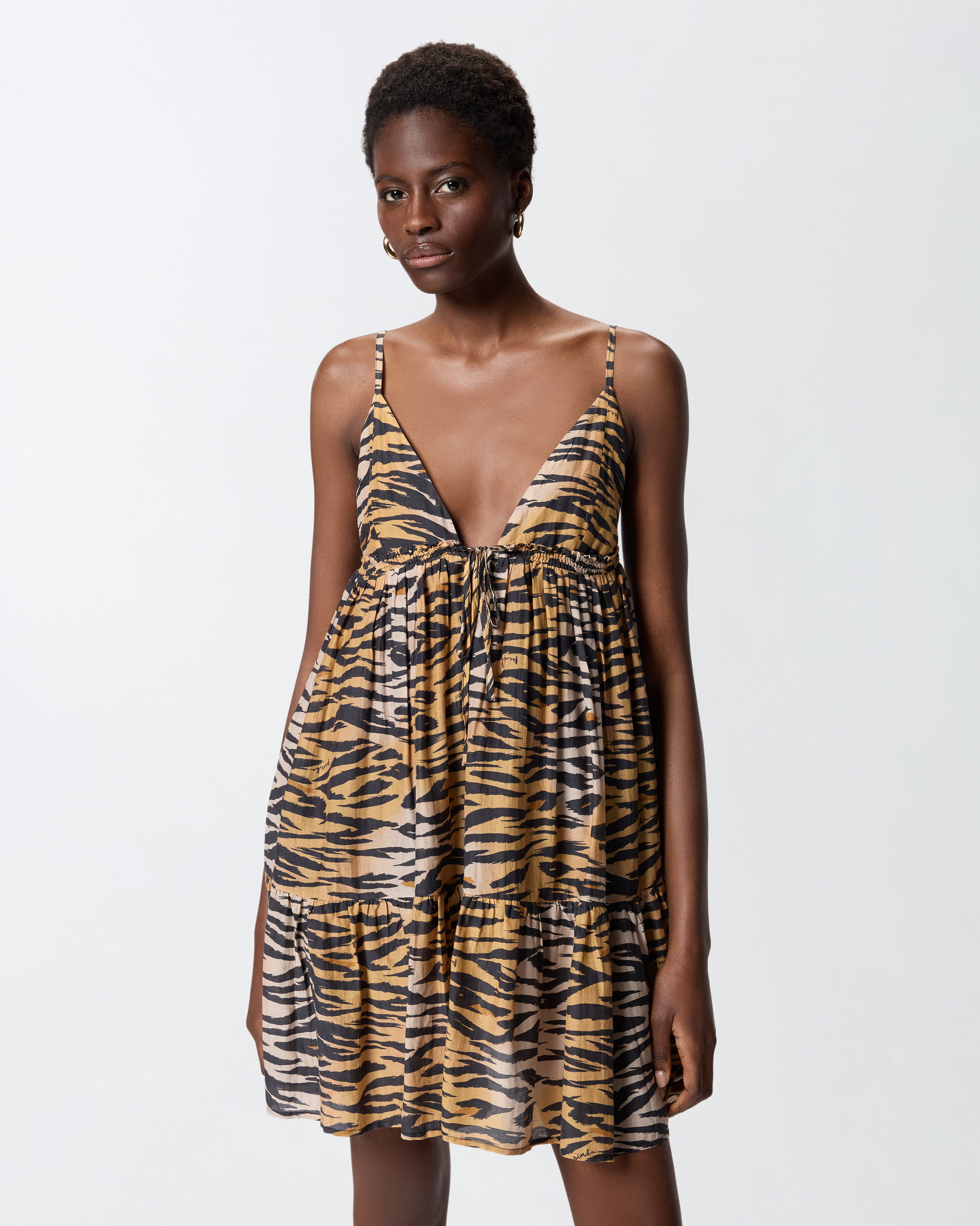 Short dress with tiger print PINKO Multicolored