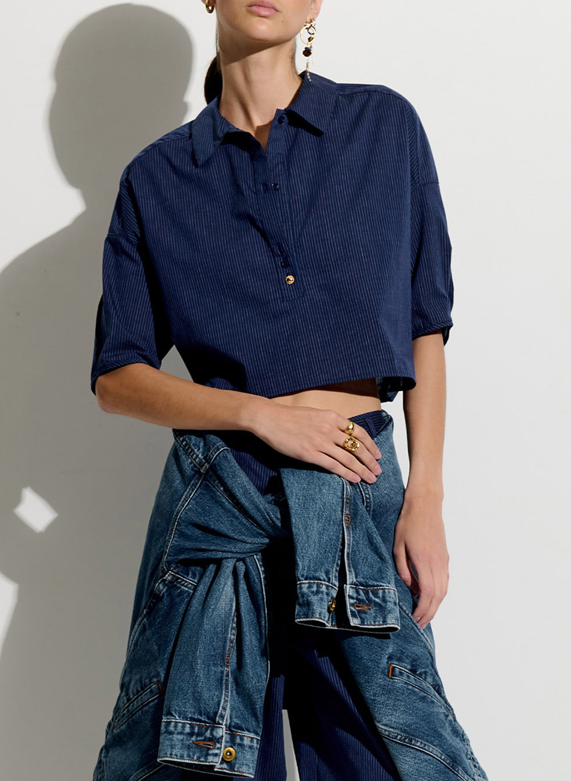 Polo kraag blouse van katoen SESSUN Blauw