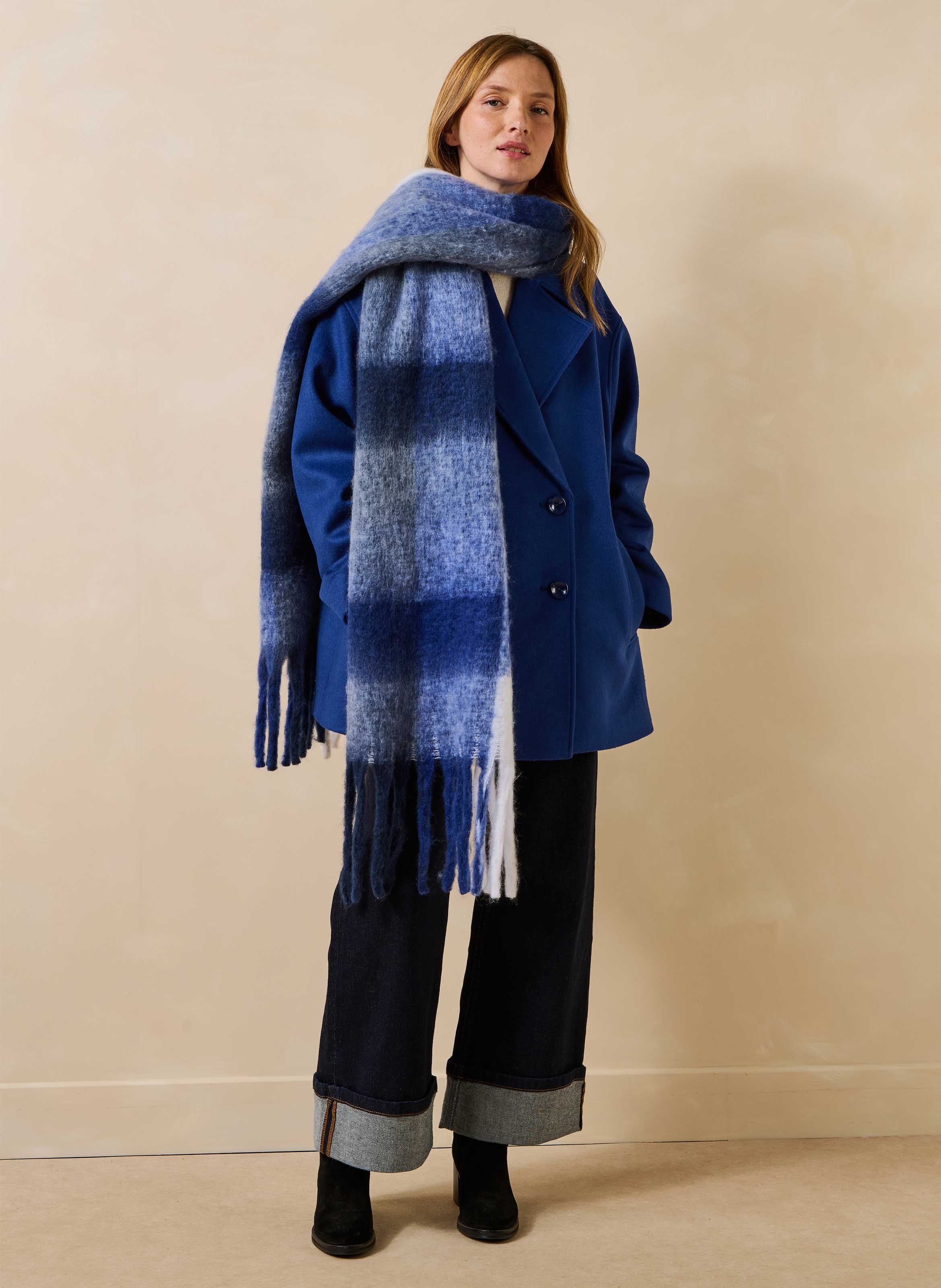 Checked scarf LA FEE MARABOUTEE Blue