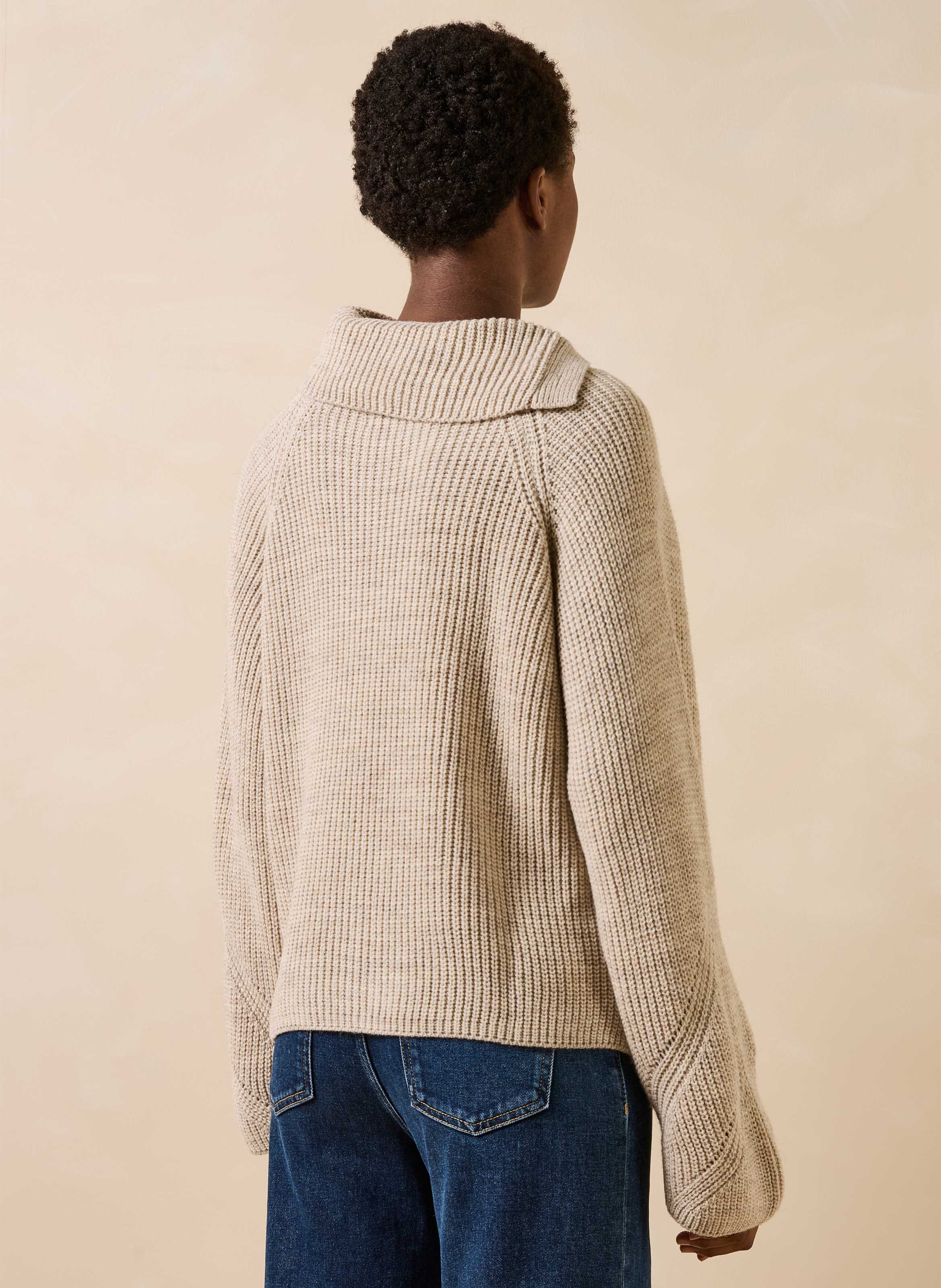 Pull ample en laine mélangé LA FEE MARABOUTEE Beige