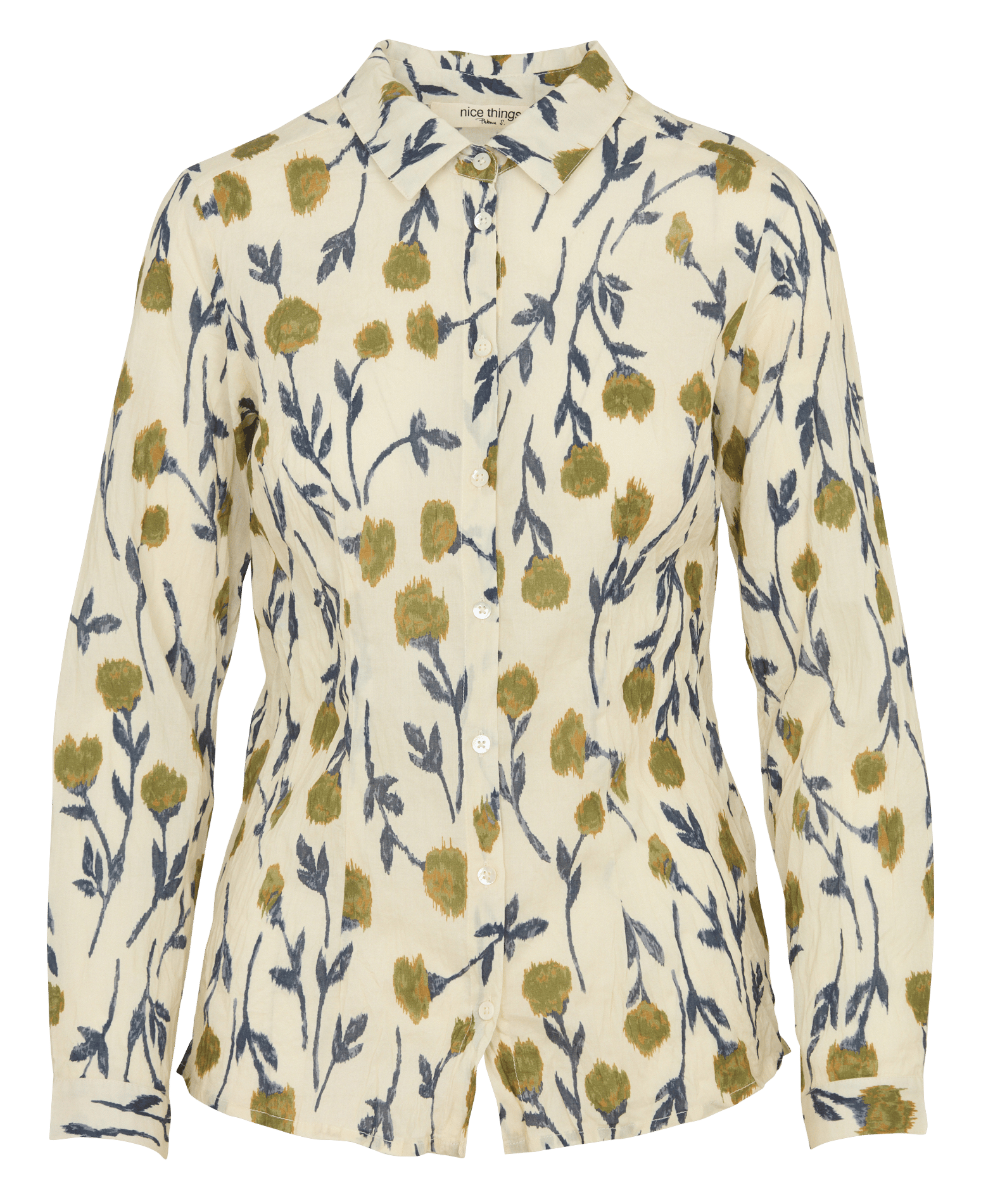 Baumwollbluse mit Print NICE THINGS Beige