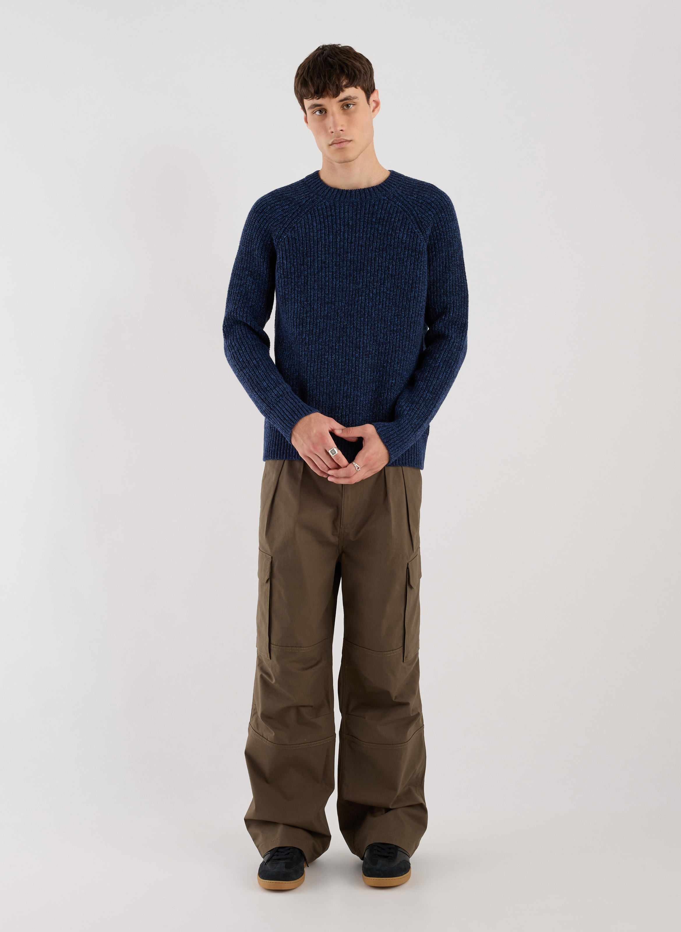 Round neck wool blend boys sweater SAISON 1865 Blue