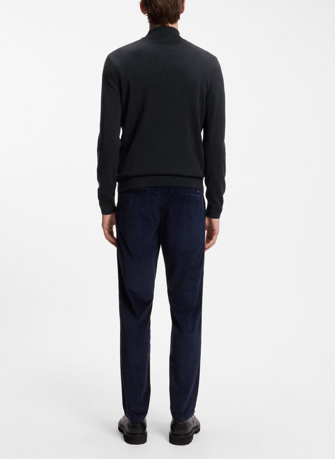 Pull col montant en laine mélangée BOSS Bleu