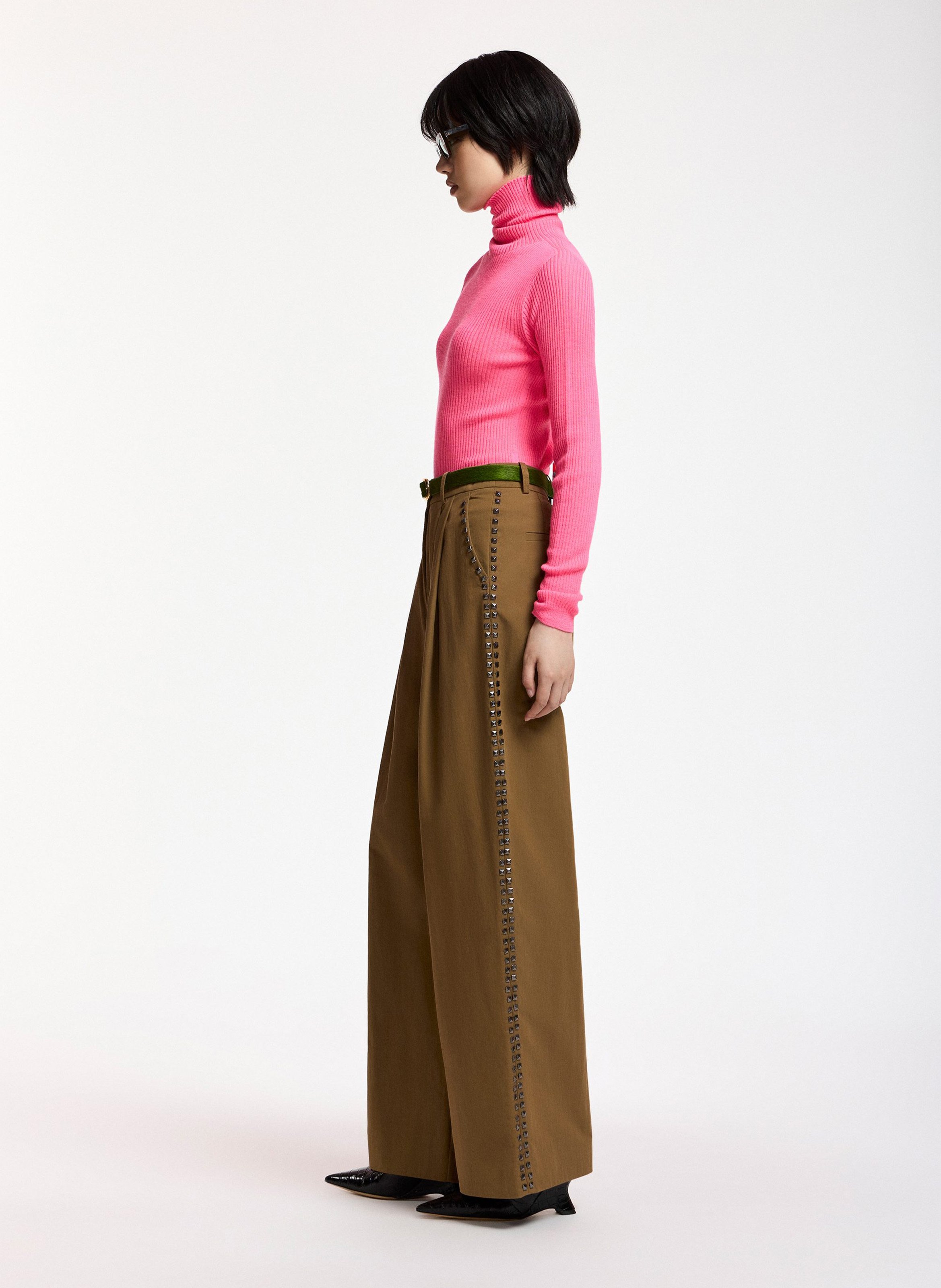 Pantalón ancho adornado con tachuelas ESSENTIEL ANTWERP Marron